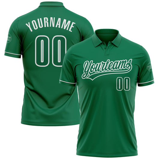 Custom Kelly Green Kelly Green-White Performance Vapor Golf Polo Shirt - Main View
