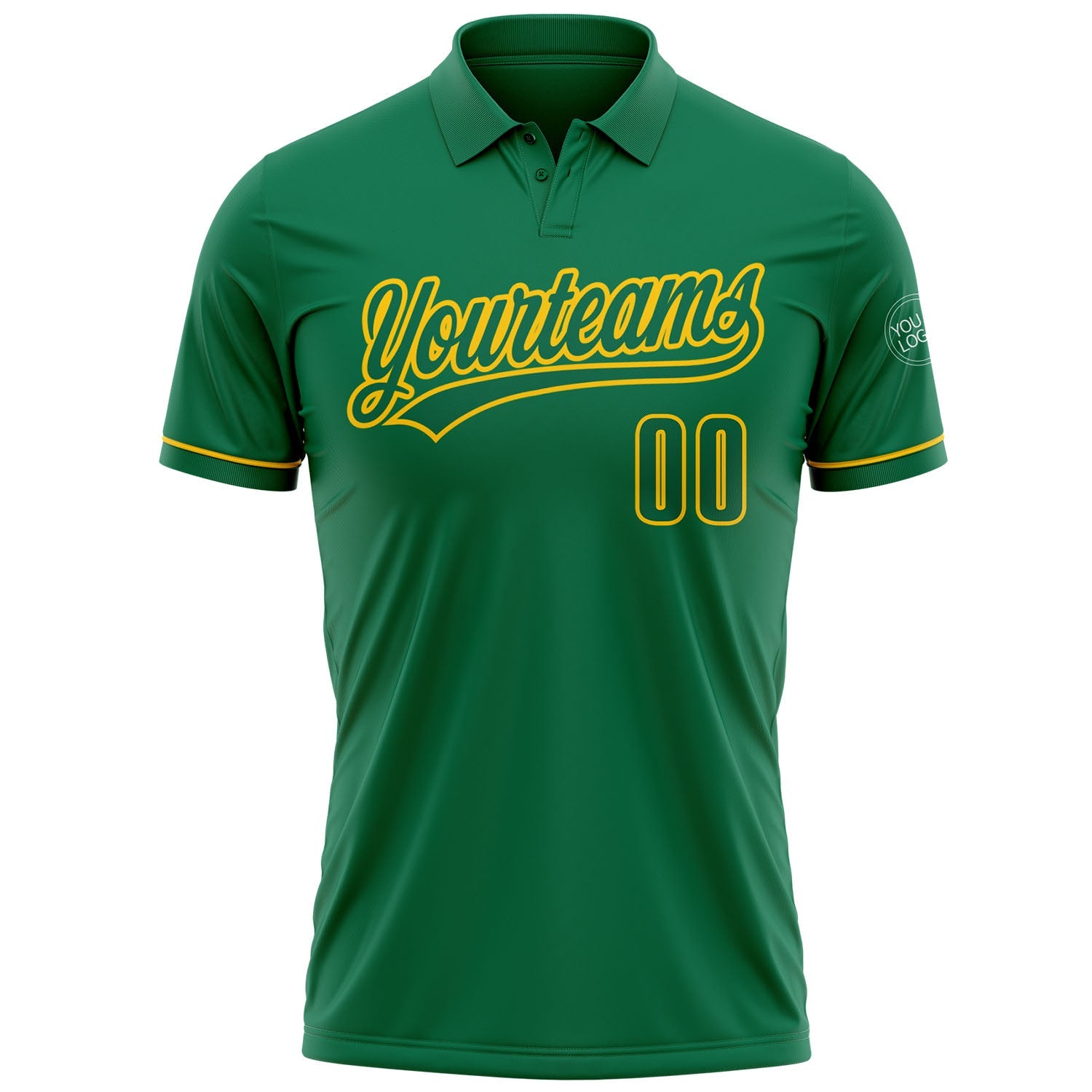Custom Kelly Green Kelly Green-Yellow Performance Vapor Golf Polo Shirt view 2