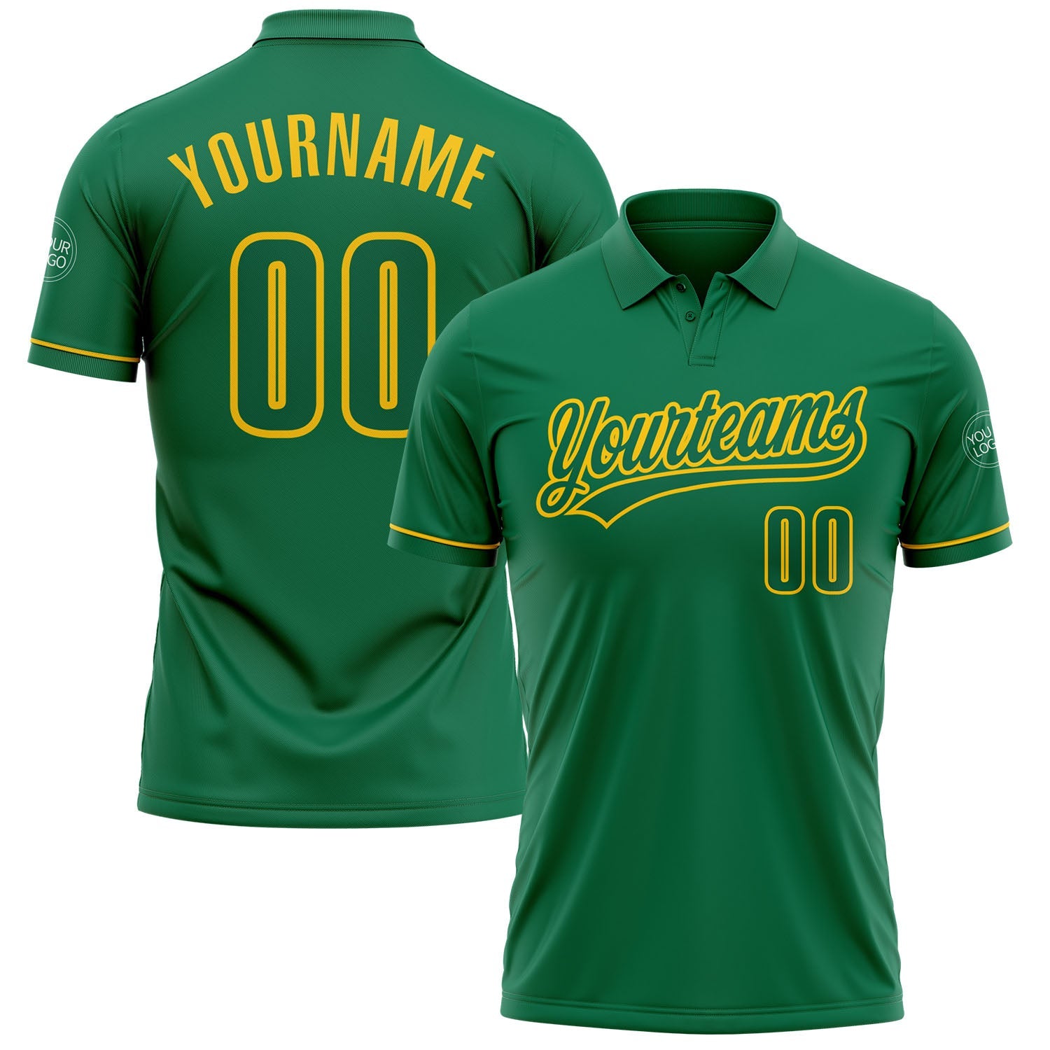 Custom Kelly Green Kelly Green-Yellow Performance Vapor Golf Polo Shirt - Main View