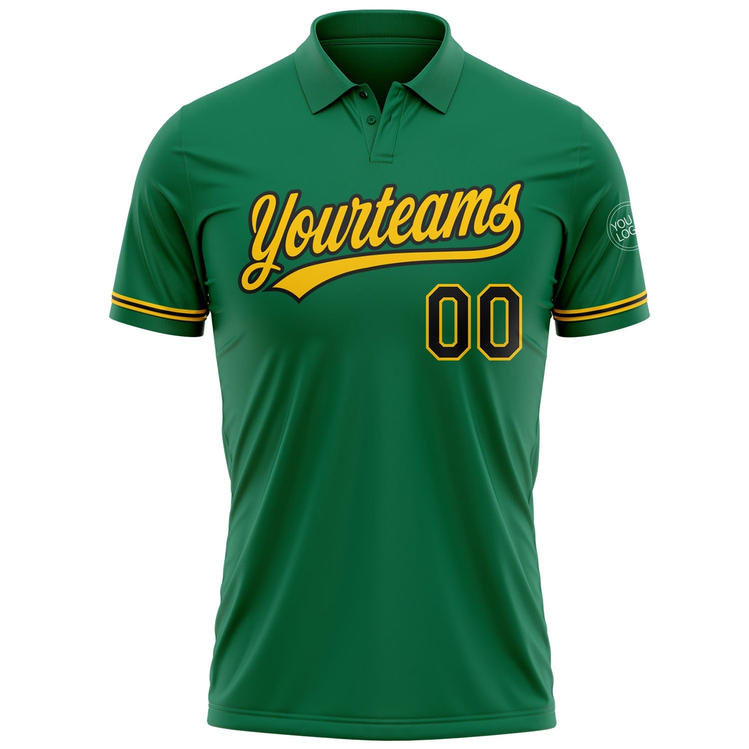 Custom Kelly Green Black-Yellow Performance Vapor Golf Polo Shirt view 2