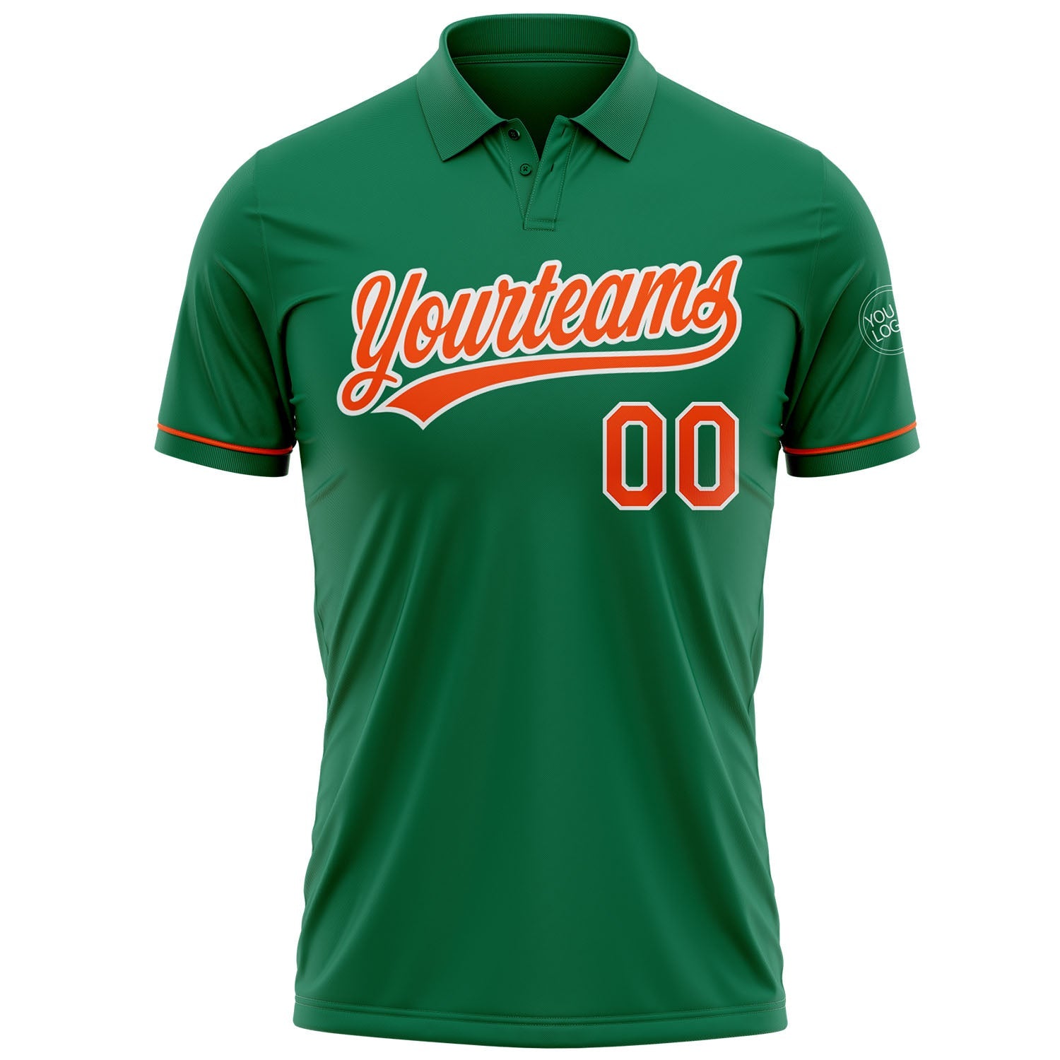 Custom Kelly Green Orange-White Performance Vapor Golf Polo Shirt view 2