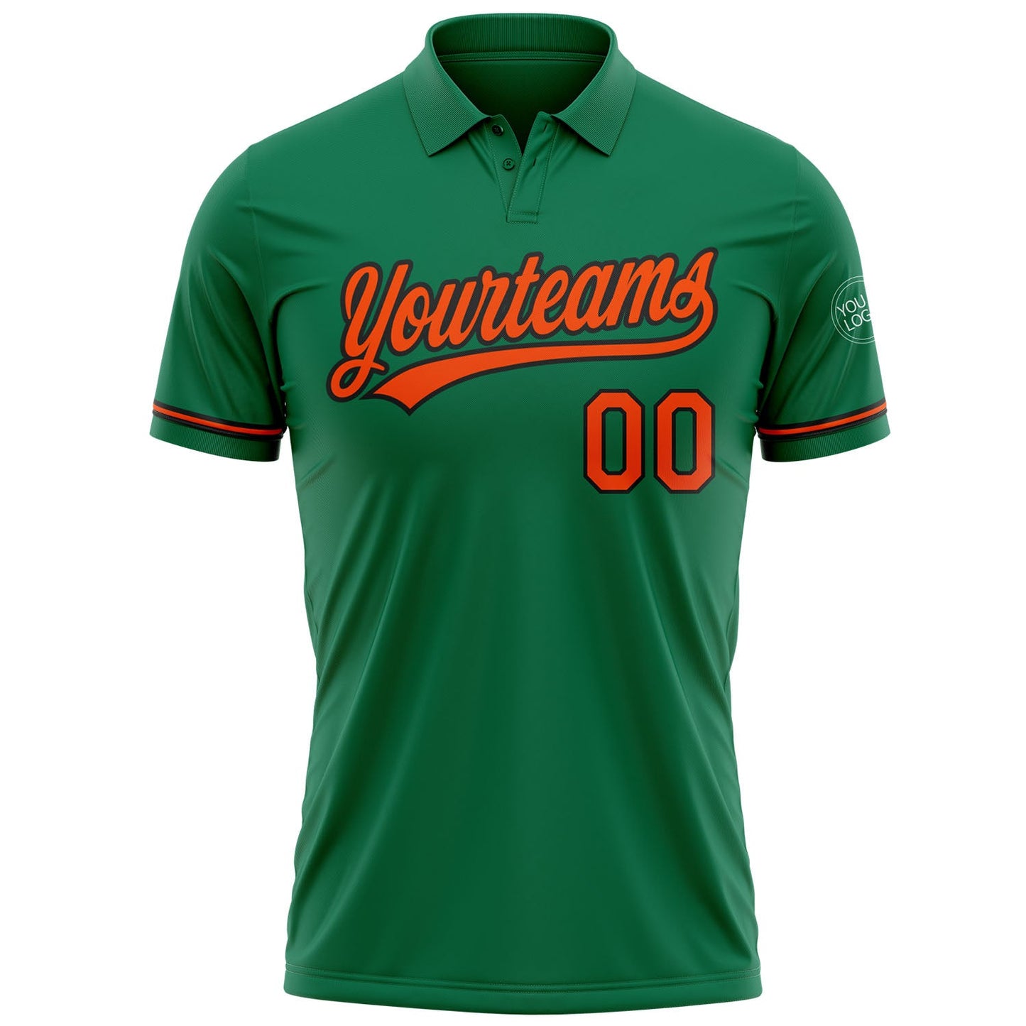 Custom Kelly Green Orange-Black Performance Vapor Golf Polo Shirt view 2
