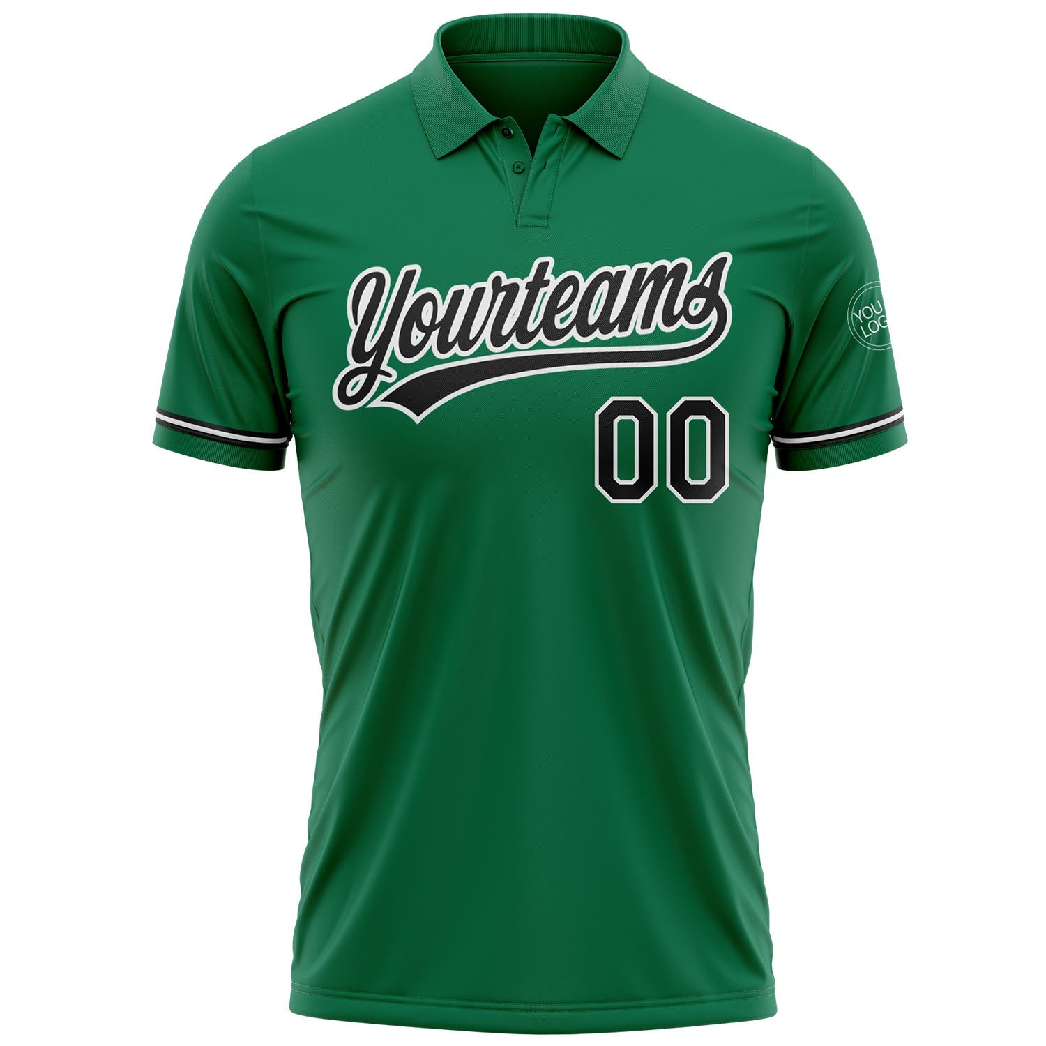 Custom Kelly Green Black-White Performance Vapor Golf Polo Shirt view 2