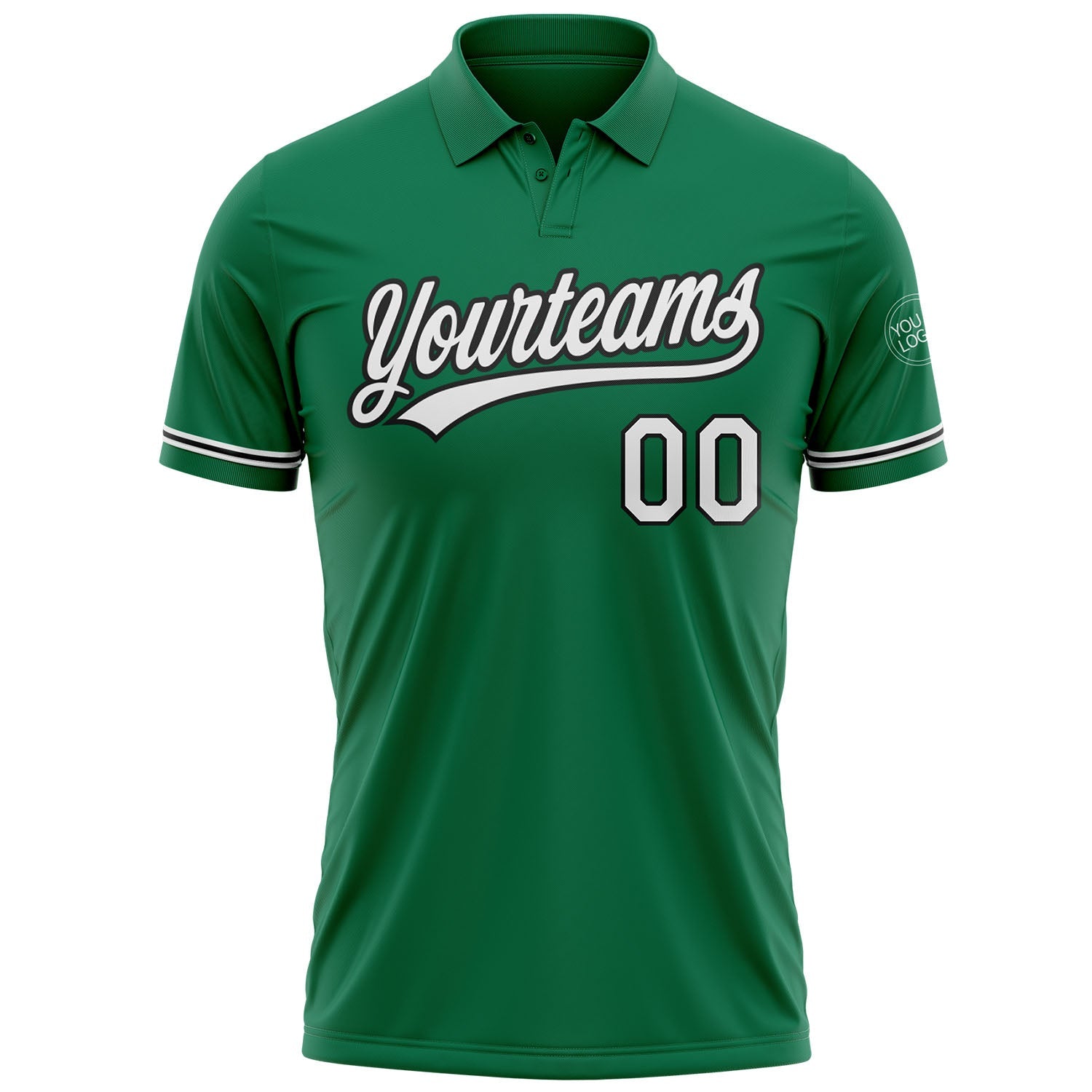 Custom Kelly Green White-Black Performance Vapor Golf Polo Shirt view 2
