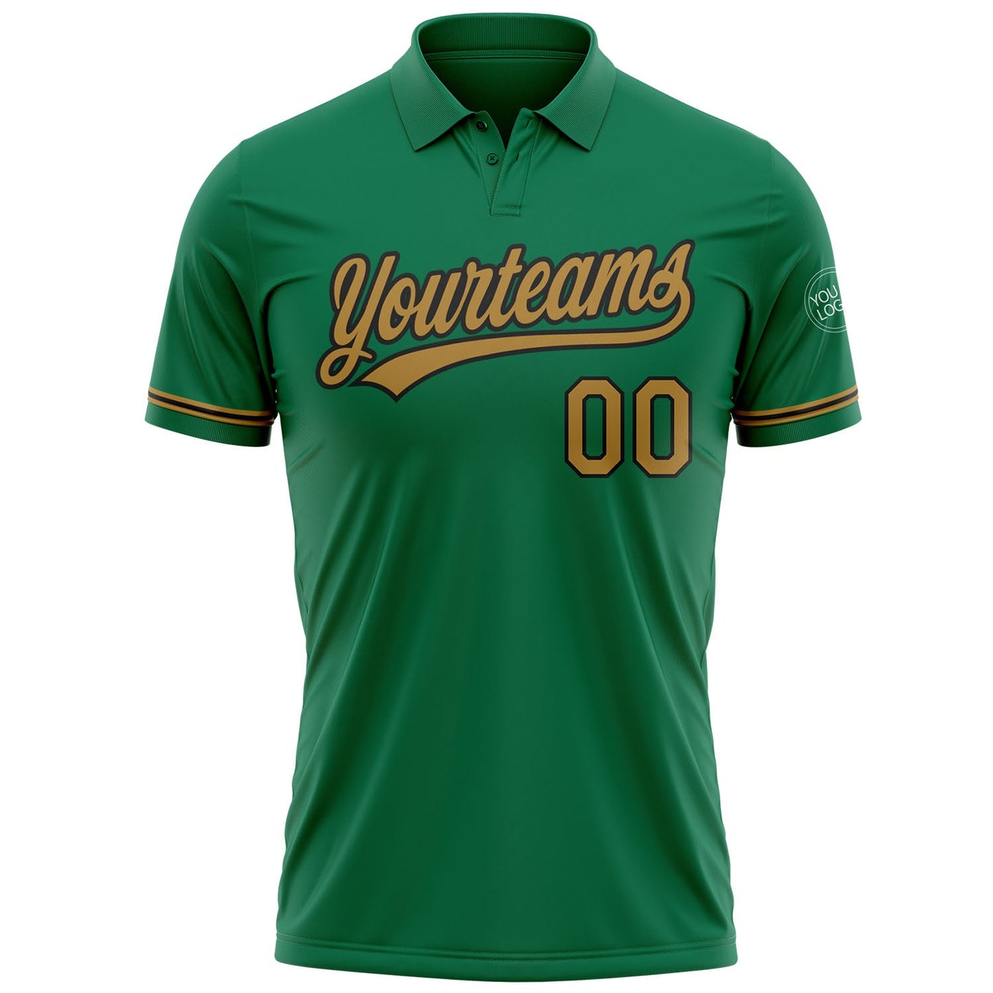 Custom Kelly Green Old Gold-Black Performance Vapor Golf Polo Shirt view 2