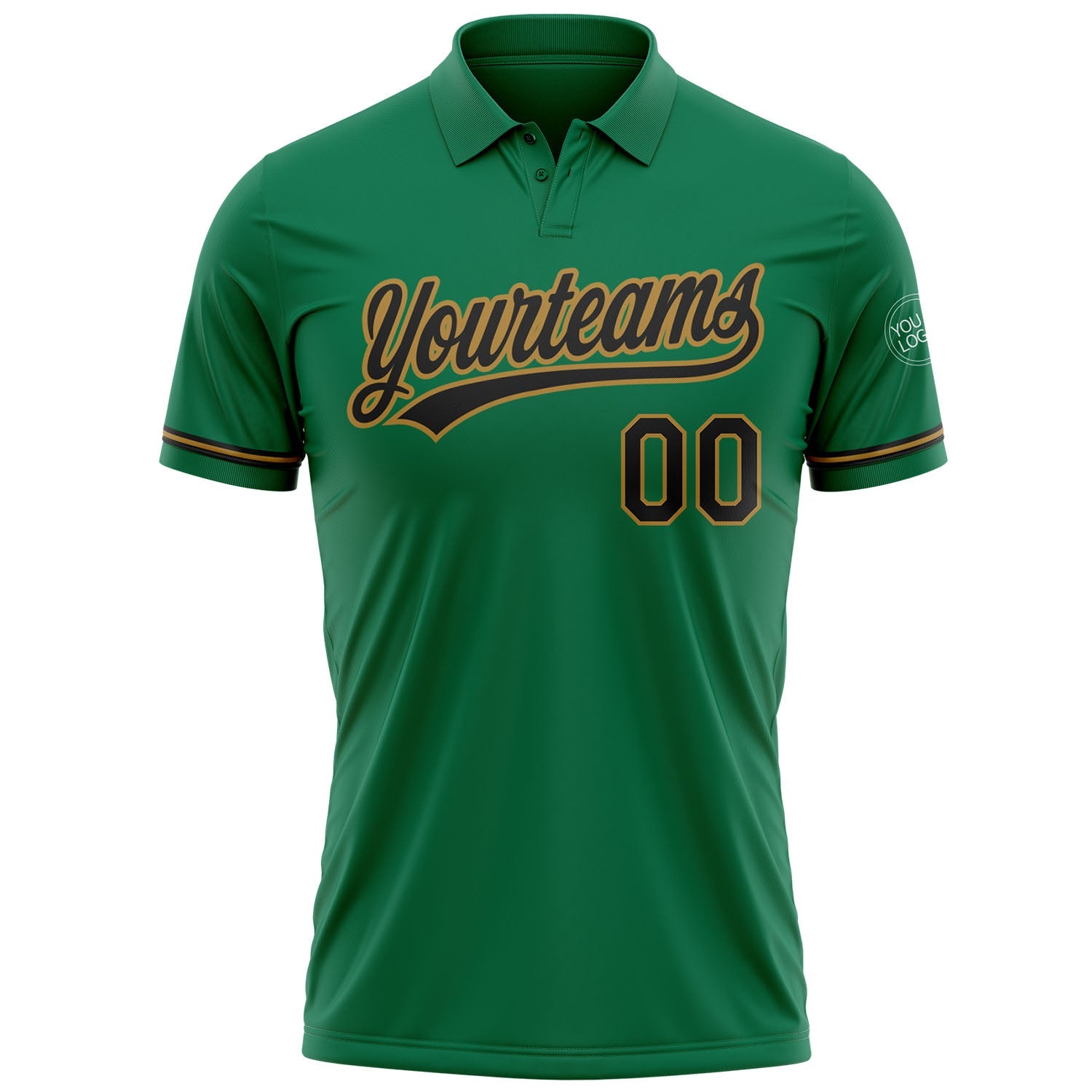Custom Kelly Green Black-Old Gold Performance Vapor Golf Polo Shirt view 2