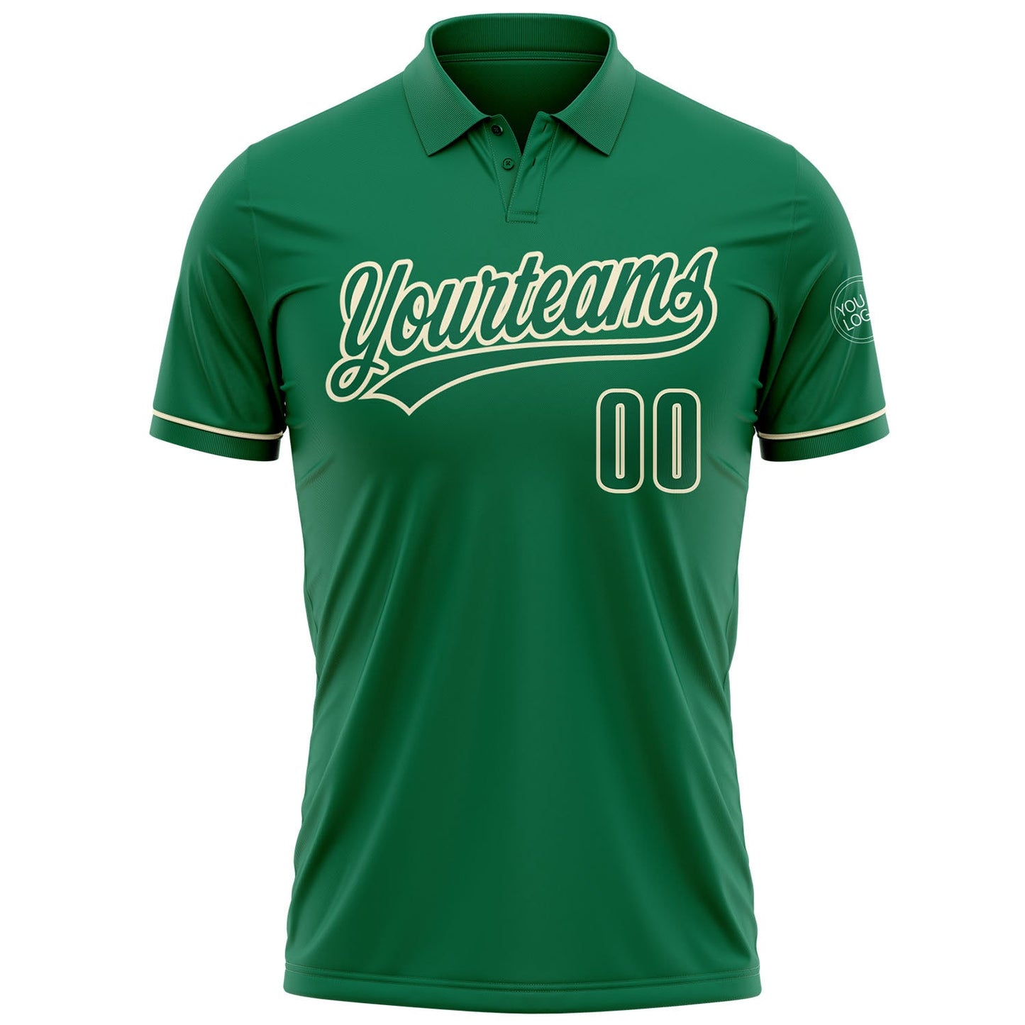 Custom Kelly Green Kelly Green-Cream Performance Vapor Golf Polo Shirt view 2