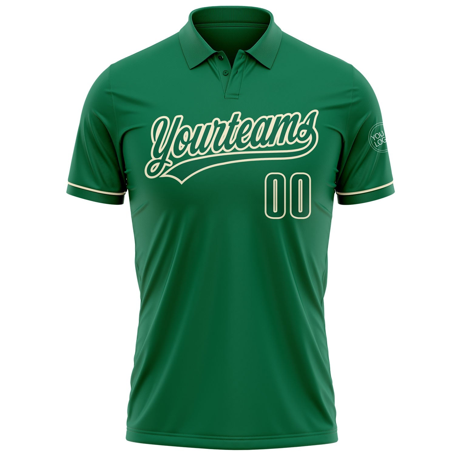 Custom Kelly Green Kelly Green-Cream Performance Vapor Golf Polo Shirt view 2