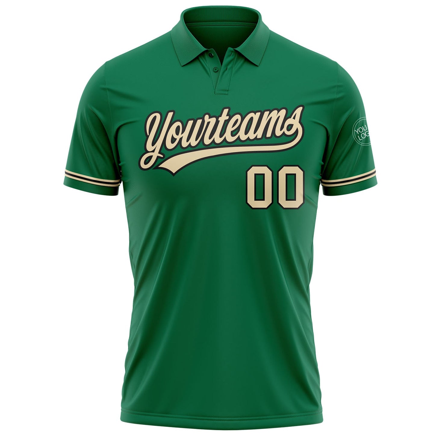 Custom Kelly Green City Cream-Black Performance Vapor Golf Polo Shirt view 2