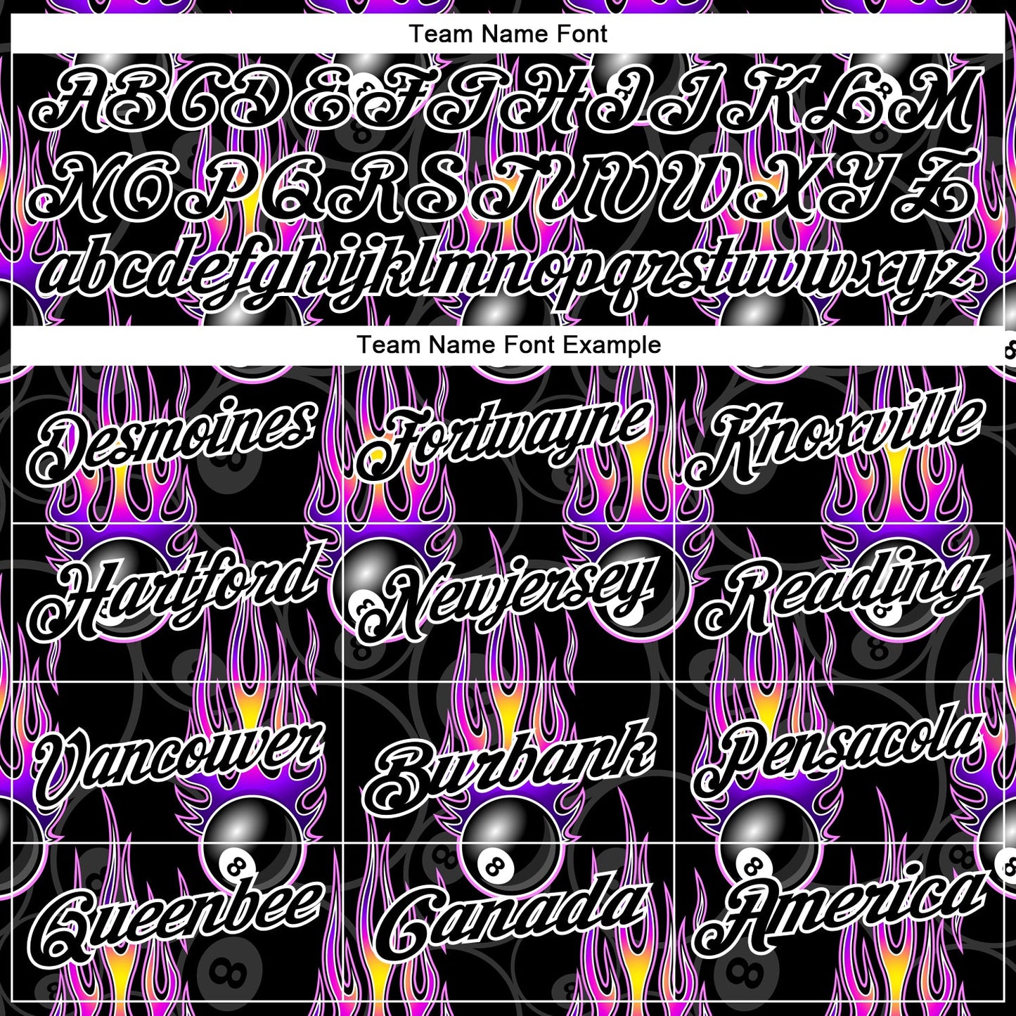 Custom Black White-Purple 3D Pattern Design Flame Billiards 8 Ball Performance Polo Shirt view 4