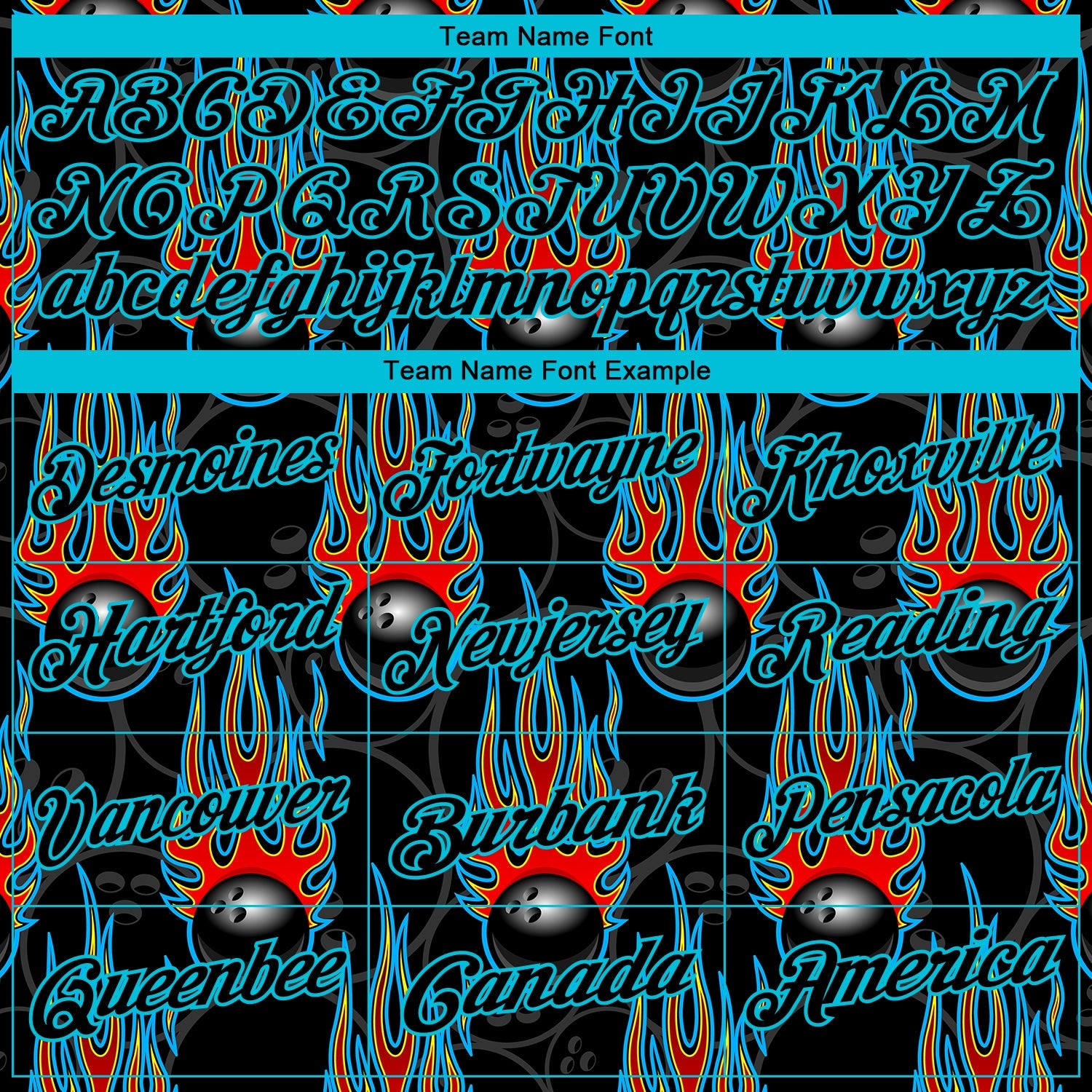 Custom Black Lakes Blue 3D Pattern Design Bowling Ball With Hotrod Flame Performance Polo Shirt view 4