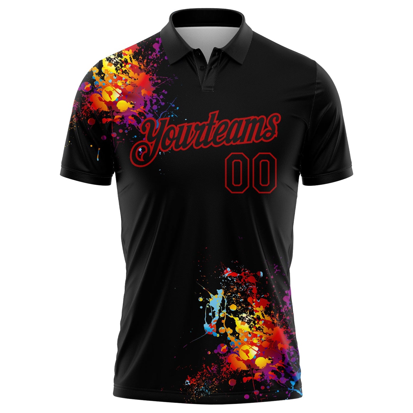 Custom Black Red 3D Pattern Design Dart Board Performance Golf Polo Shirt view 2