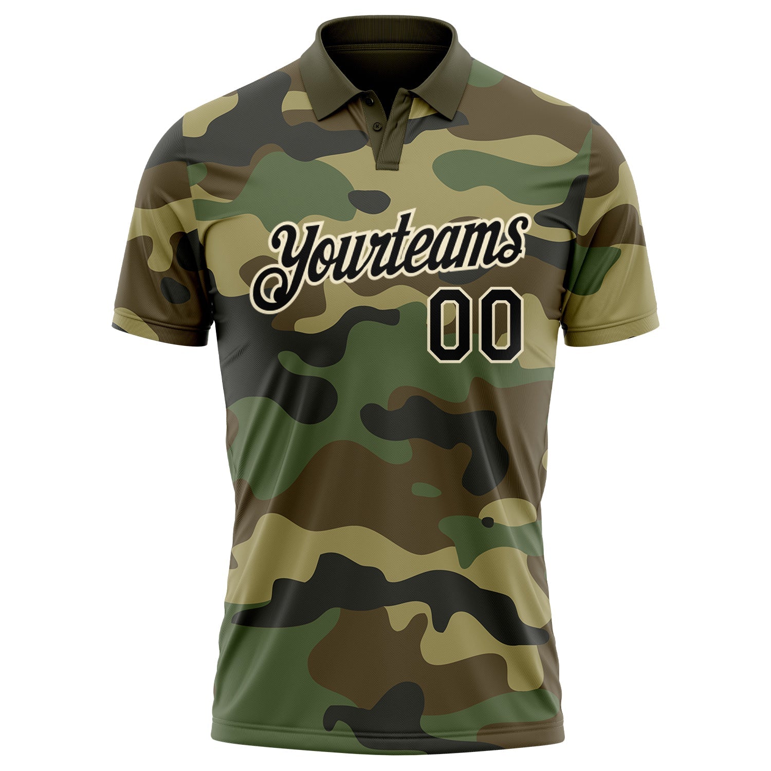 Custom Camo Black-Cream Performance Salute To Service Golf Polo Shirt view 2