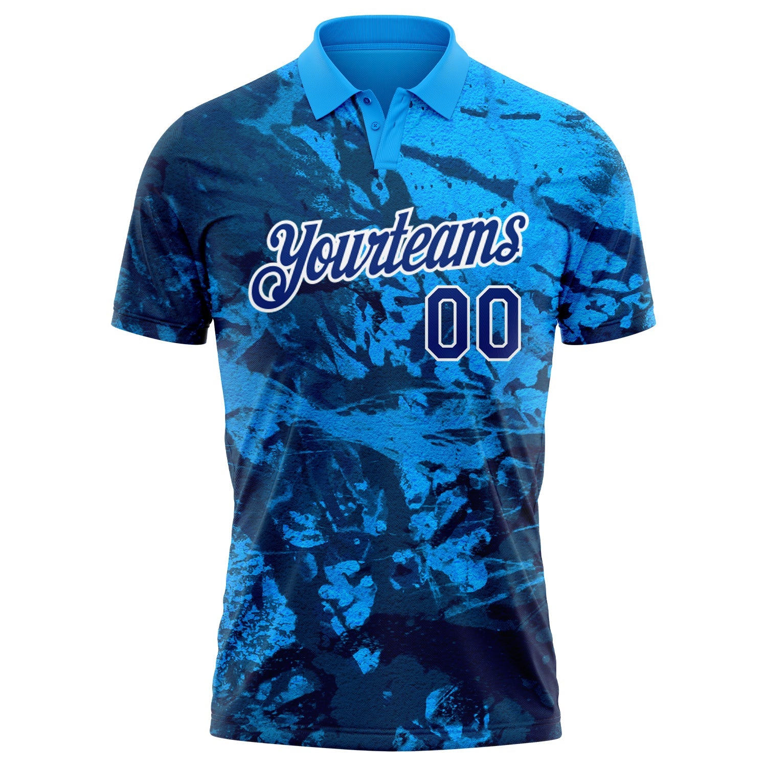 Custom Graffiti Pattern Royal-White 3D Performance Golf Polo Shirt view 2