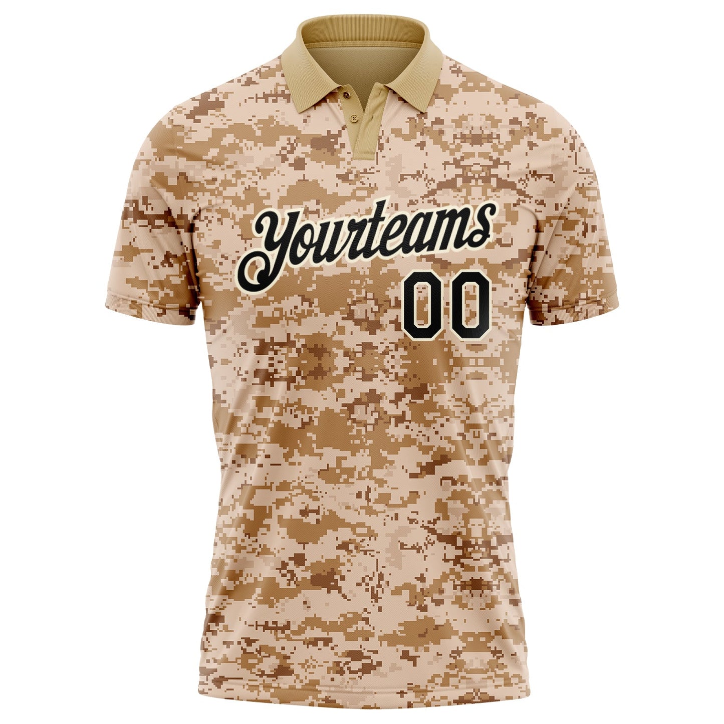 Custom Camo Black-Cream Performance Salute To Service Golf Polo Shirt view 2