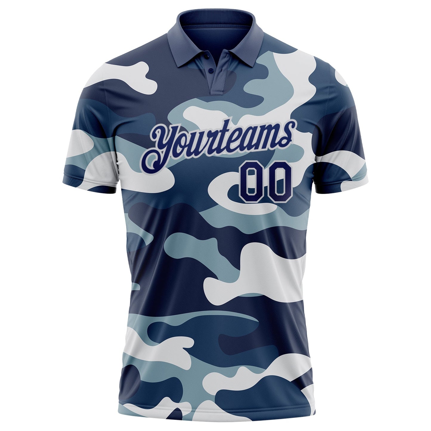 Custom Camo Navy-Light Gray Performance Salute To Service Golf Polo Shirt view 2
