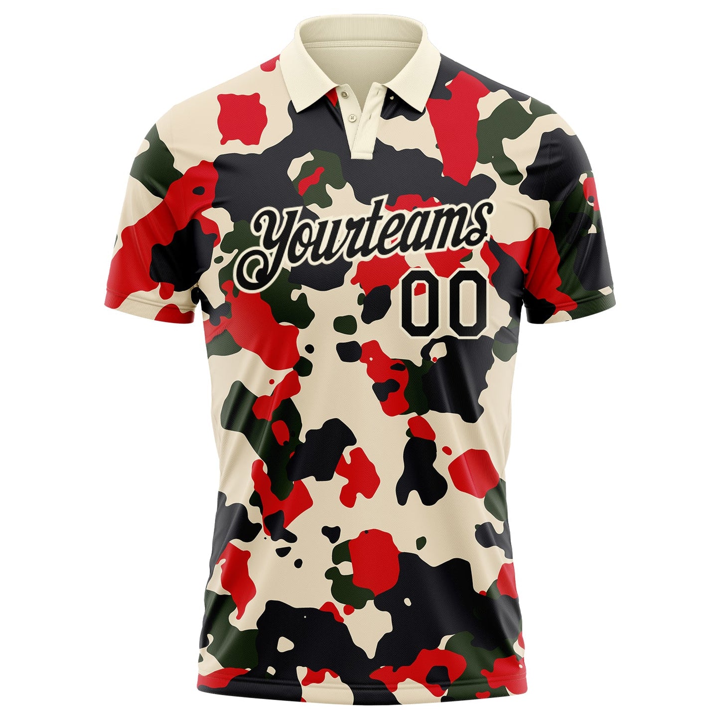 Custom Camo Black-Cream Performance Salute To Service Golf Polo Shirt view 2
