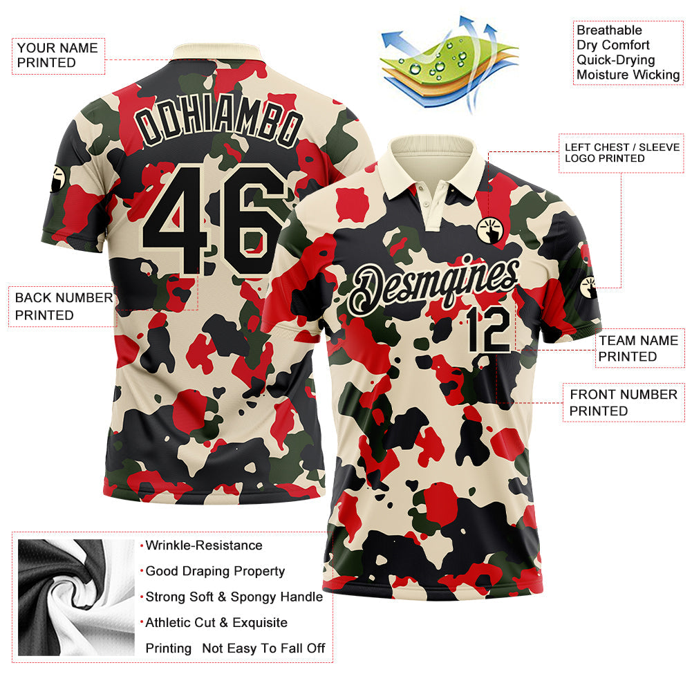 Custom Camo Black-Cream Performance Salute To Service Golf Polo Shirt view 3