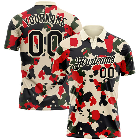 Custom Camo Black-Cream Performance Salute To Service Golf Polo Shirt - Main View