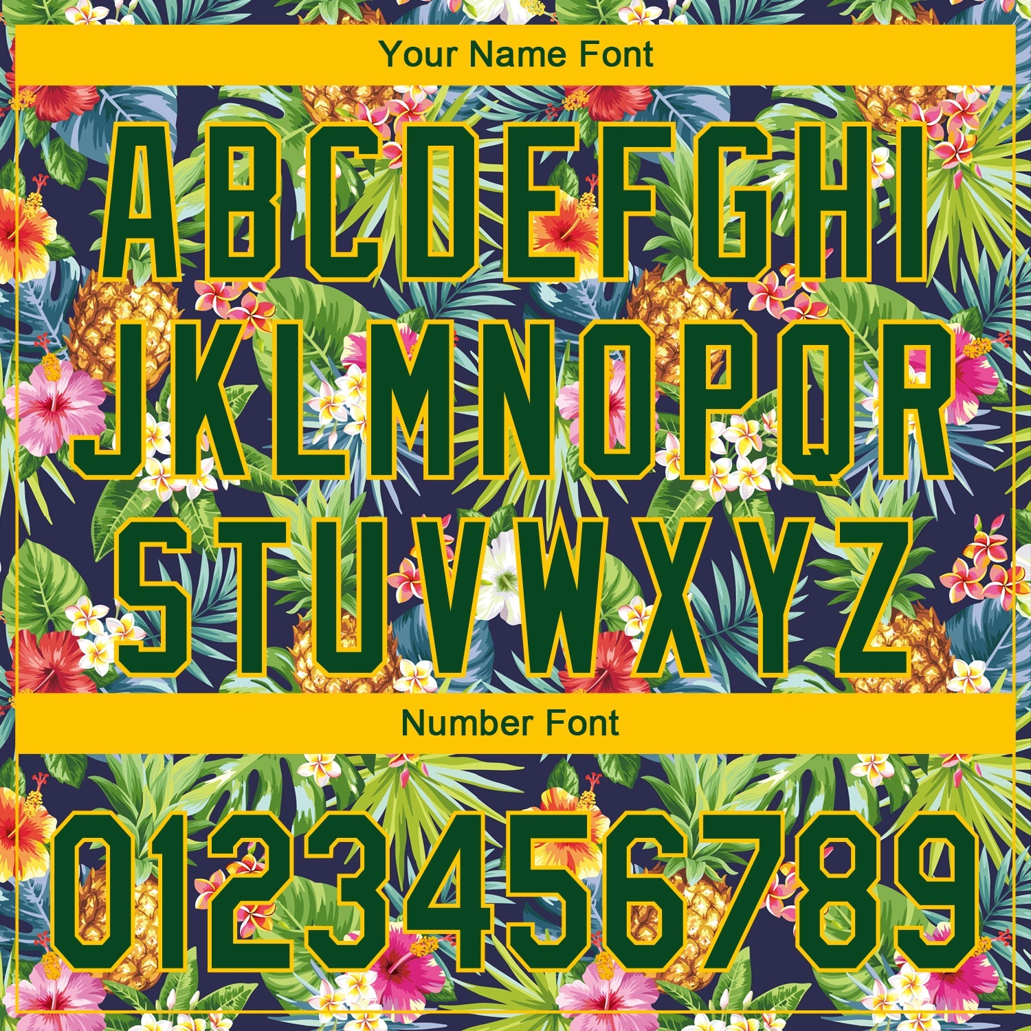 Custom Green Yellow 3D Pattern Design Tropical Pattern With Pineapples Palm Leaves And Flowers Performance Golf Polo Shirt view 5