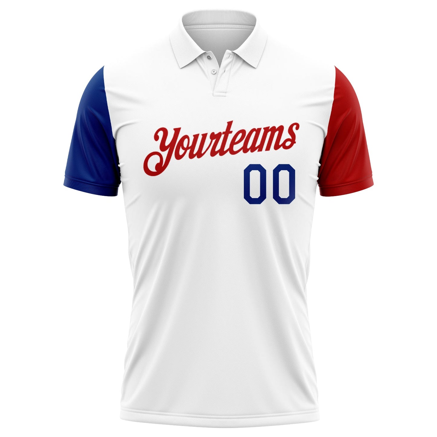 Custom White Red-Royal 3D American Flag Performance Golf Polo Shirt view 2