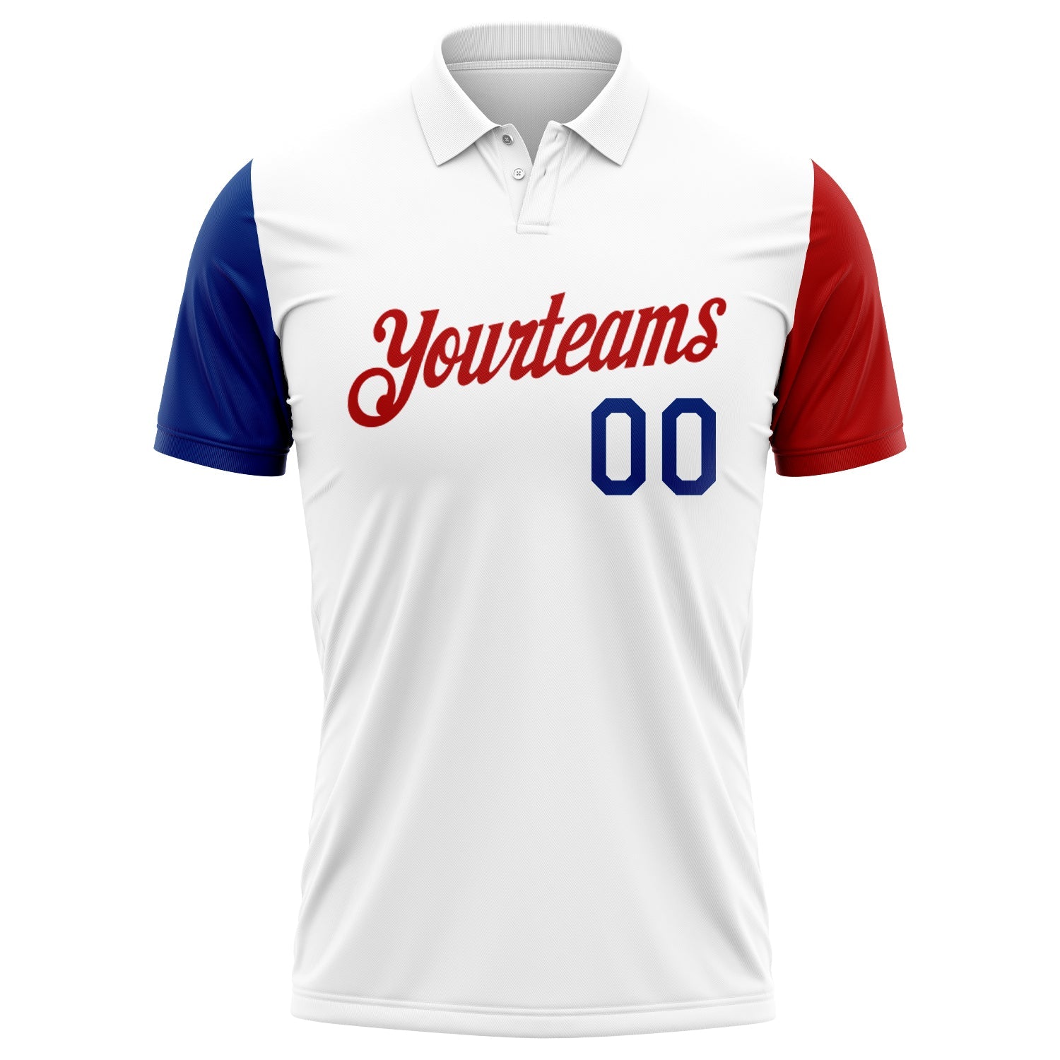 Custom White Red-Royal 3D American Flag Performance Golf Polo Shirt view 2