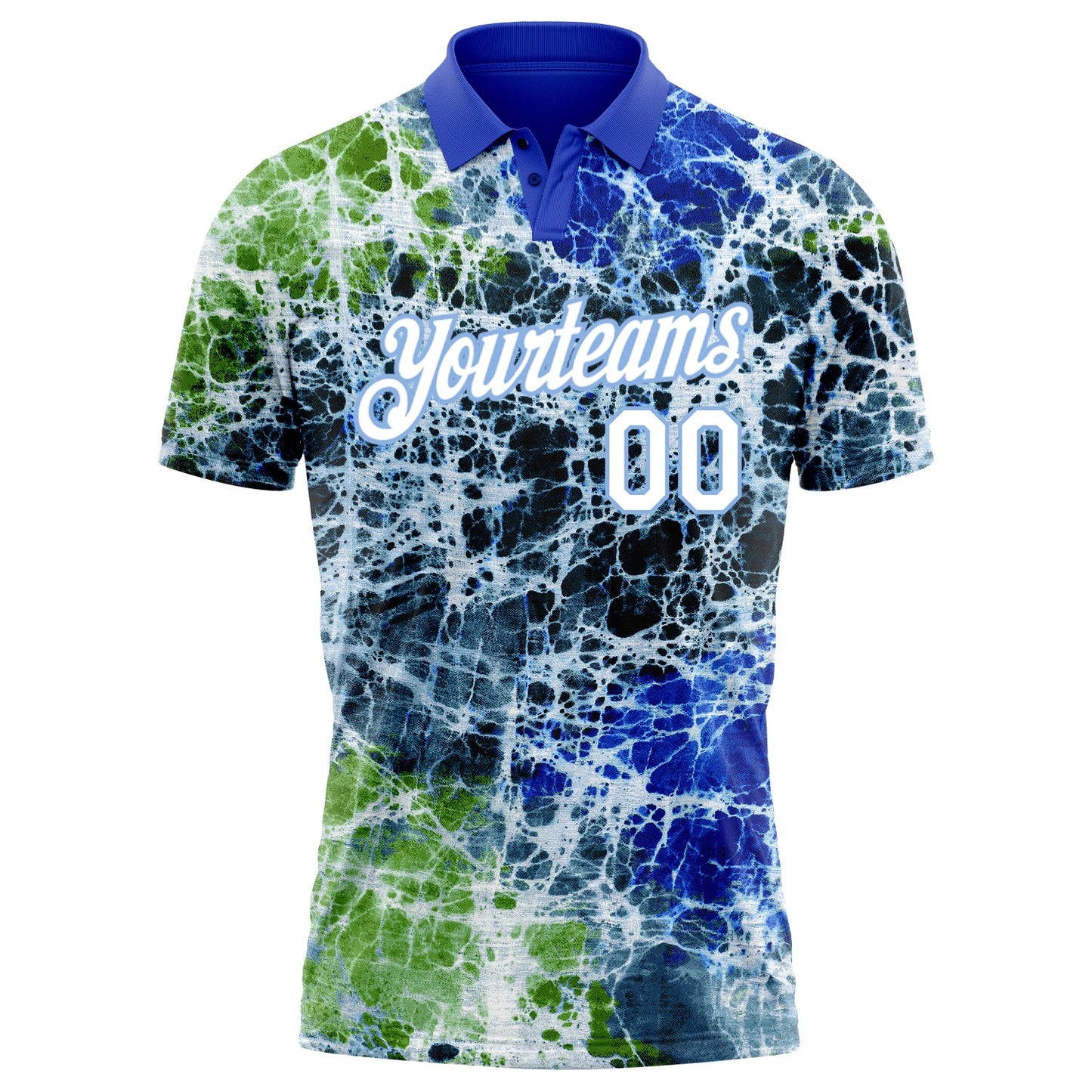 Custom Tie Dye White-Light Blue 3D Performance Golf Polo Shirt view 2