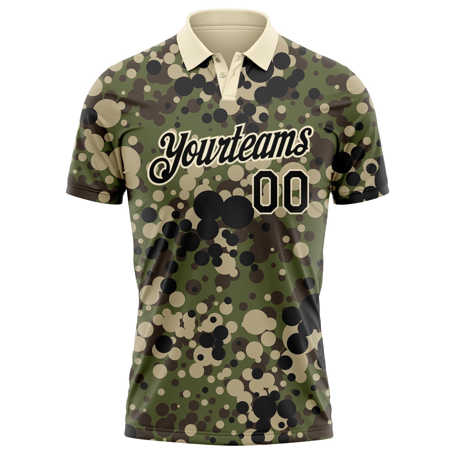 Custom Camo Black-Cream Performance Salute To Service Golf Polo Shirt view 2