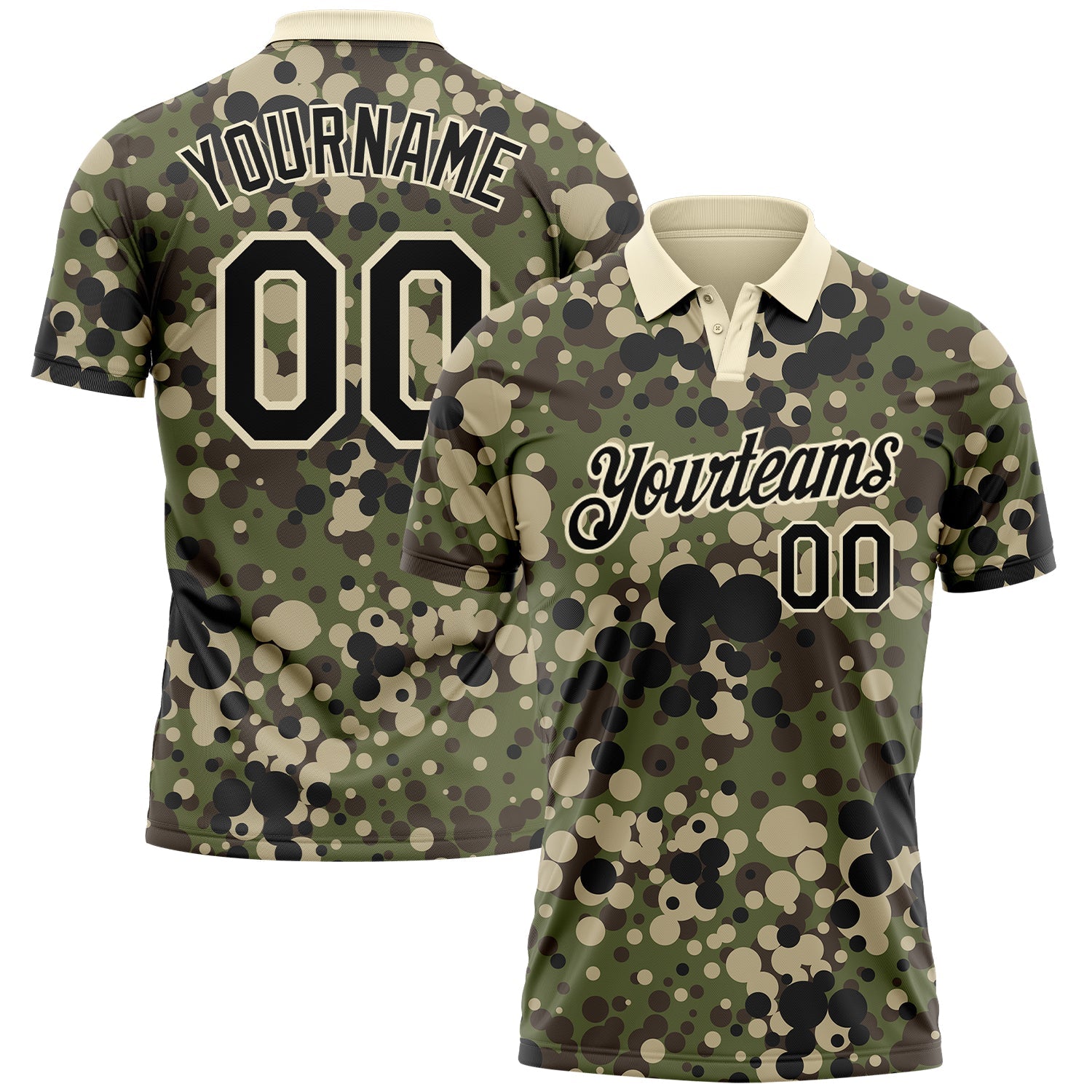 Custom Camo Black-Cream Performance Salute To Service Golf Polo Shirt - Main View