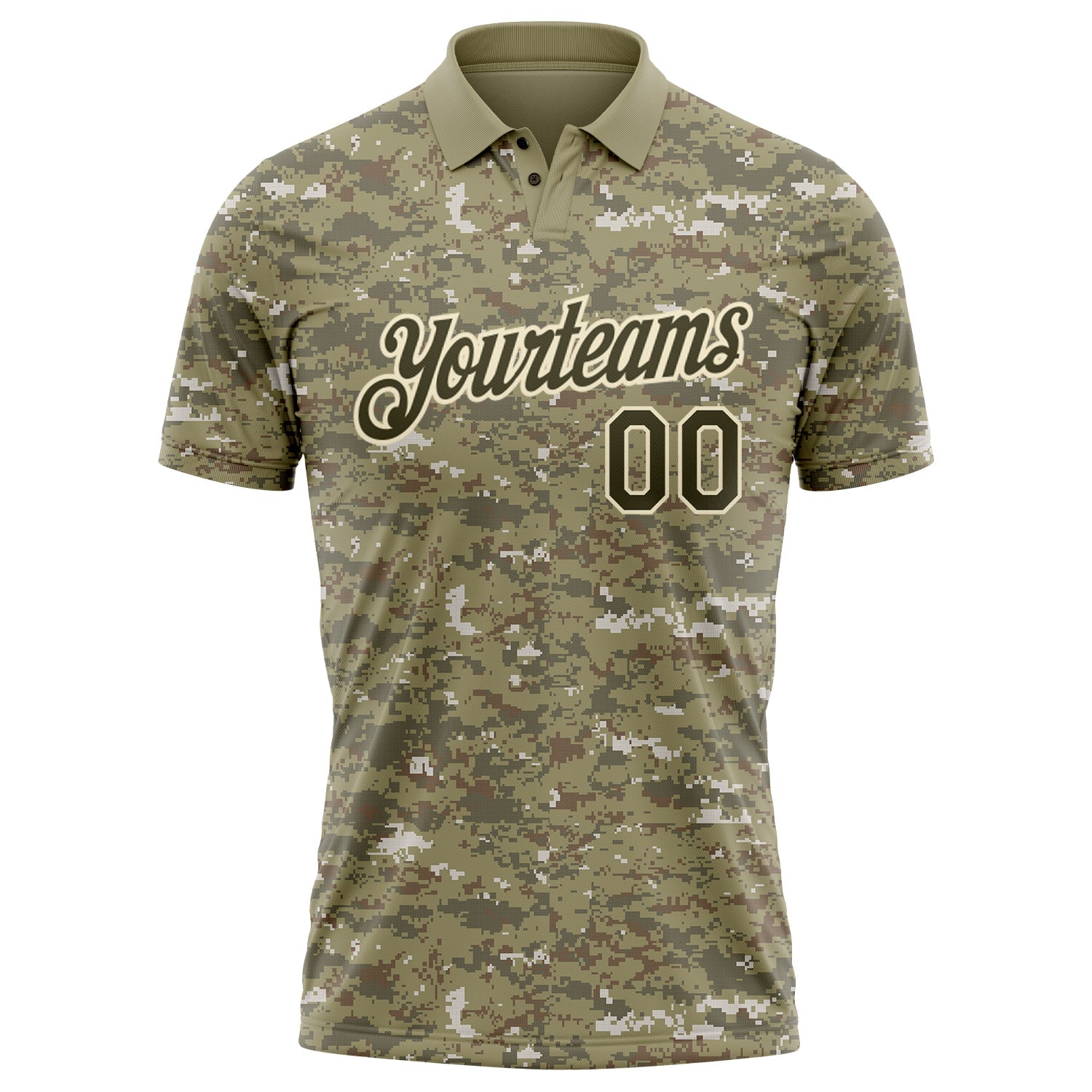 Custom Camo Olive-Cream Performance Salute To Service Golf Polo Shirt view 2