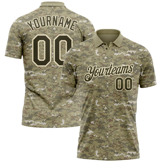 Custom Camo Olive-Cream Performance Salute To Service Golf Polo Shirt - Main View