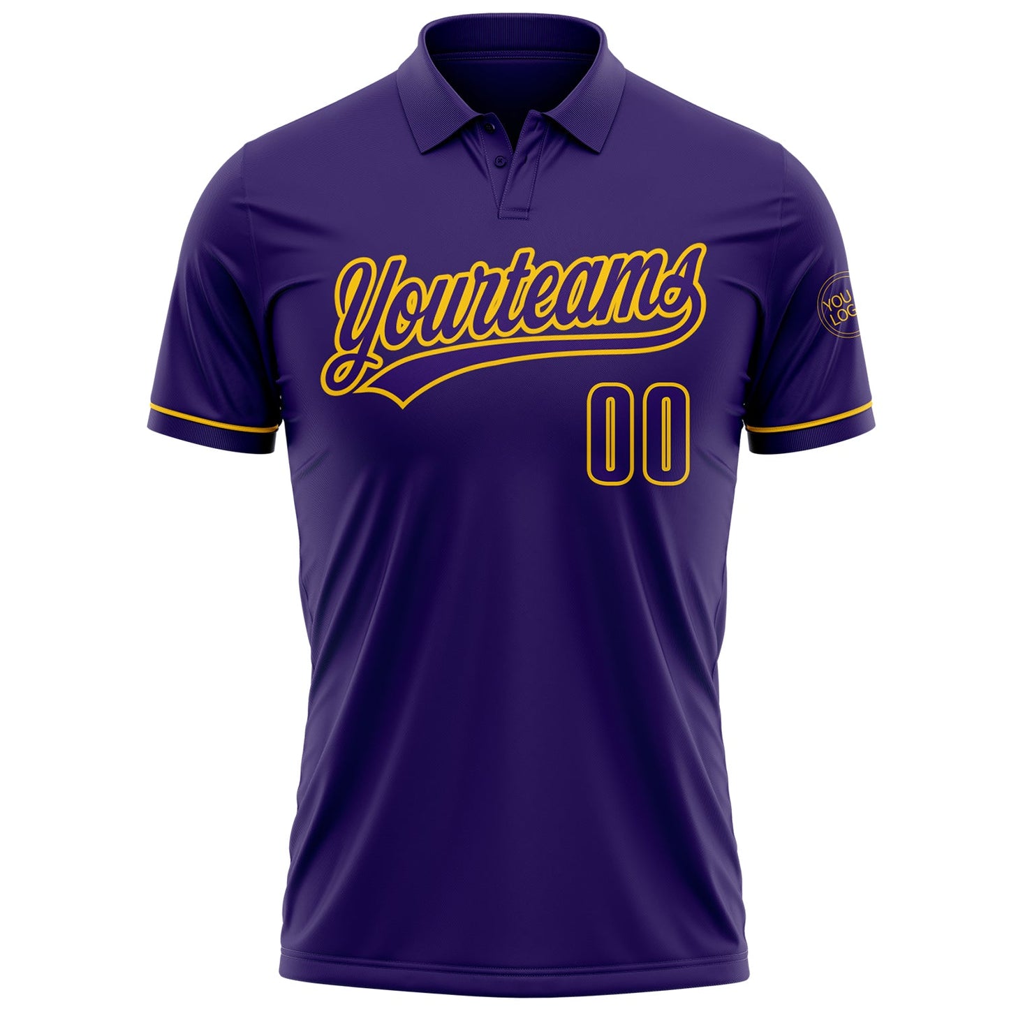 Custom Purple Yellow Performance Vapor Golf Polo Shirt view 2