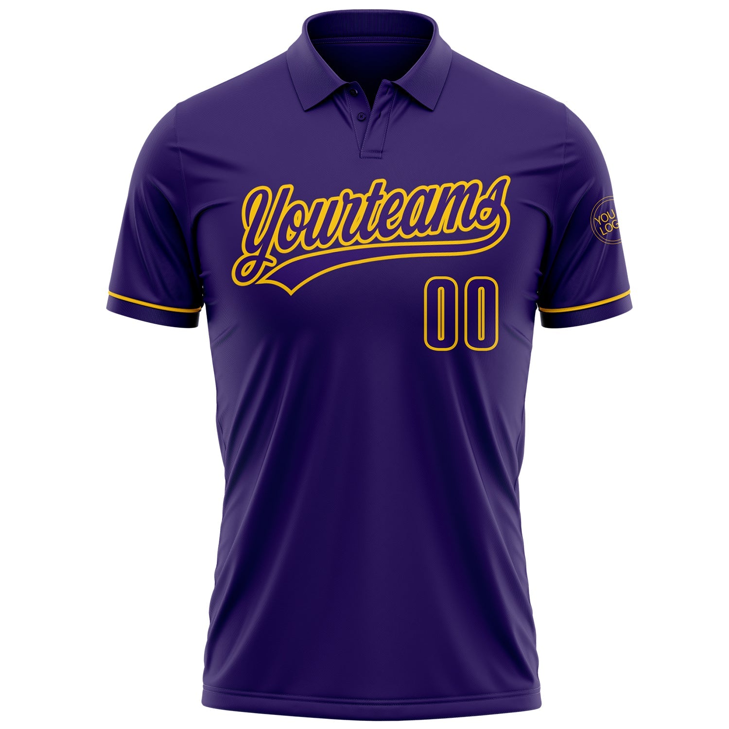 Custom Purple Yellow Performance Vapor Golf Polo Shirt view 2