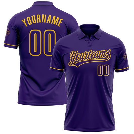 Custom Purple Yellow Performance Vapor Golf Polo Shirt - Main View