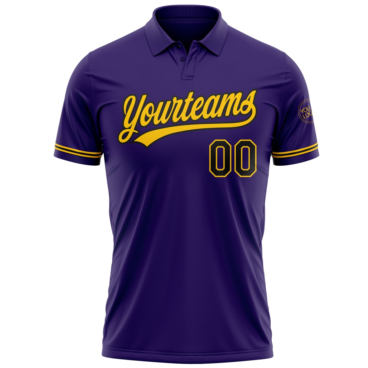 Custom Purple Black-Yellow Performance Vapor Golf Polo Shirt view 2