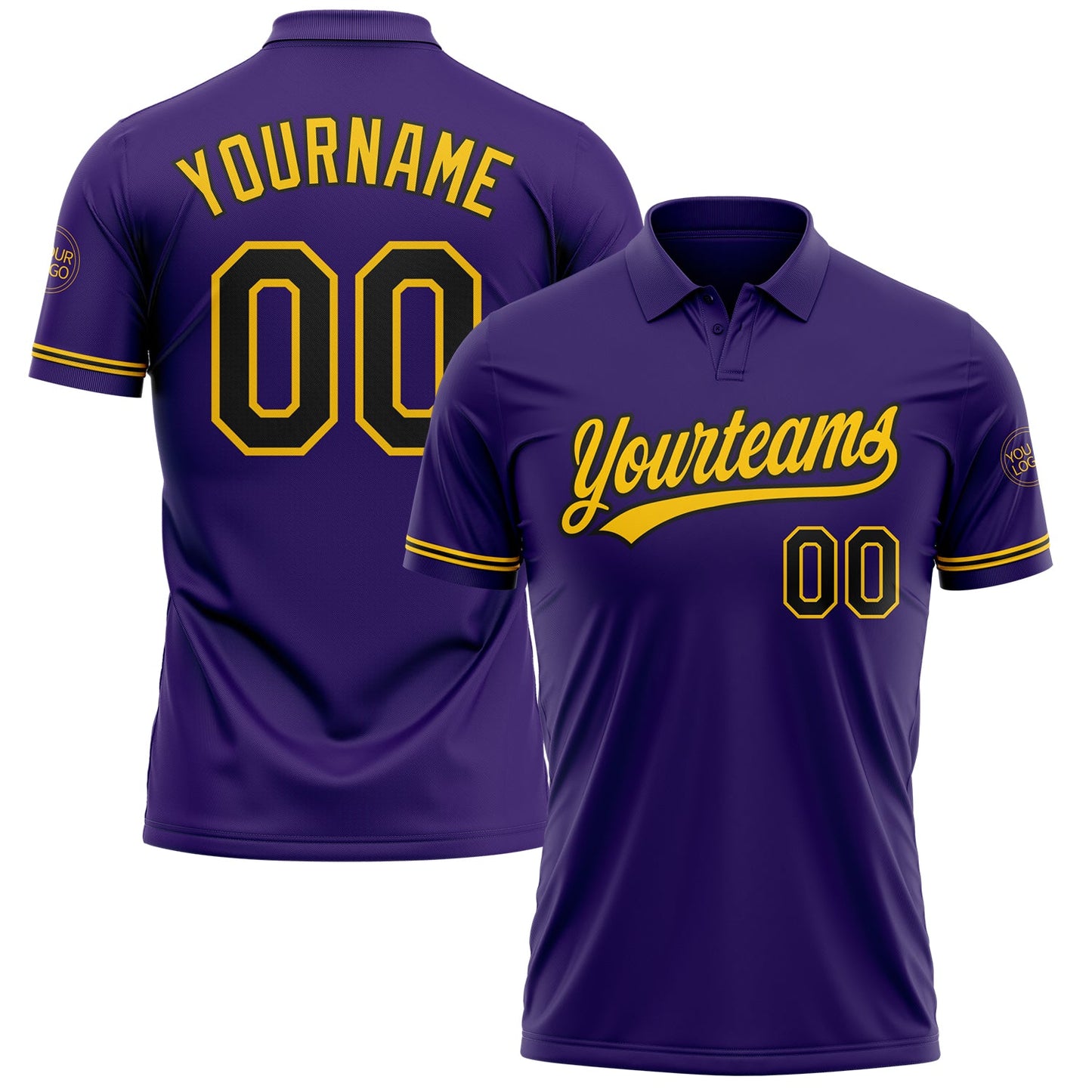 Custom Purple Black-Yellow Performance Vapor Golf Polo Shirt - Main View