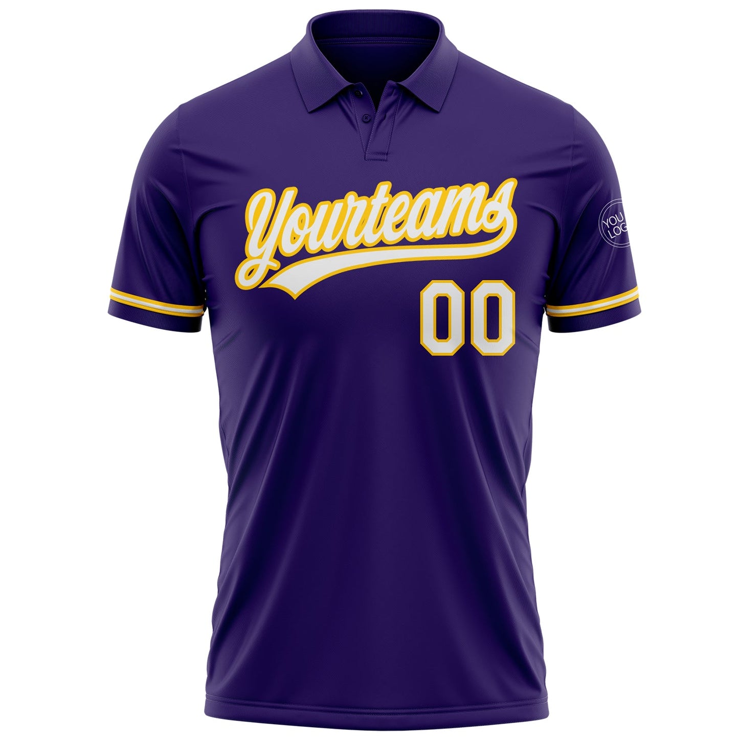 Custom Purple White-Yellow Performance Vapor Golf Polo Shirt view 2