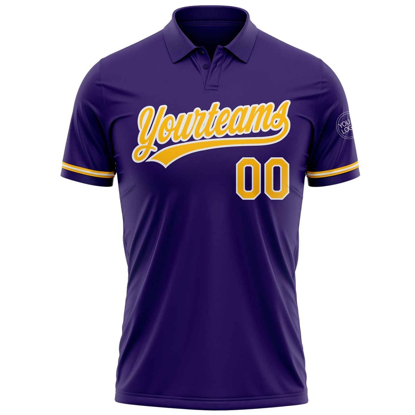Custom Purple Gold-White Performance Vapor Golf Polo Shirt view 2