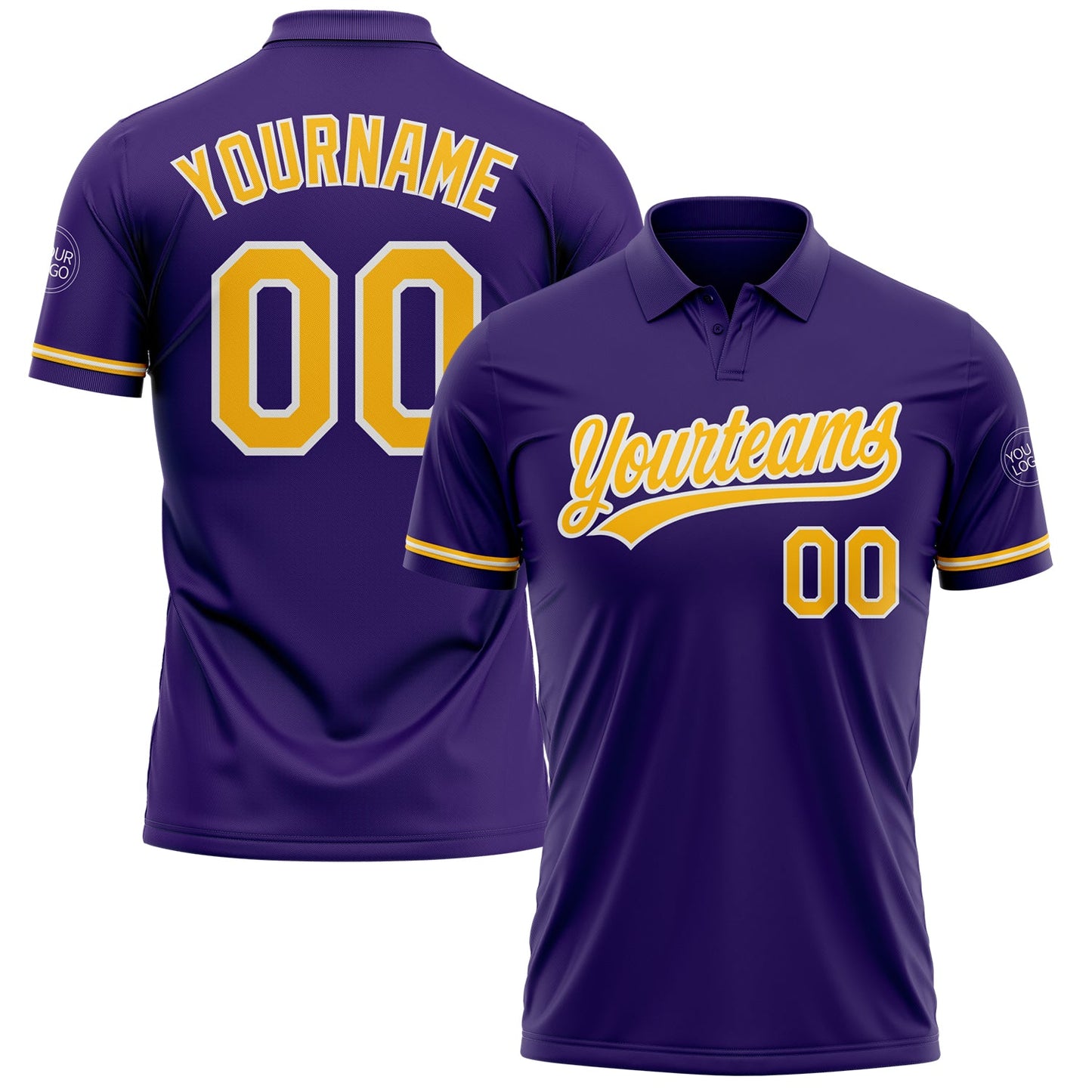 Custom Purple Gold-White Performance Vapor Golf Polo Shirt - Main View