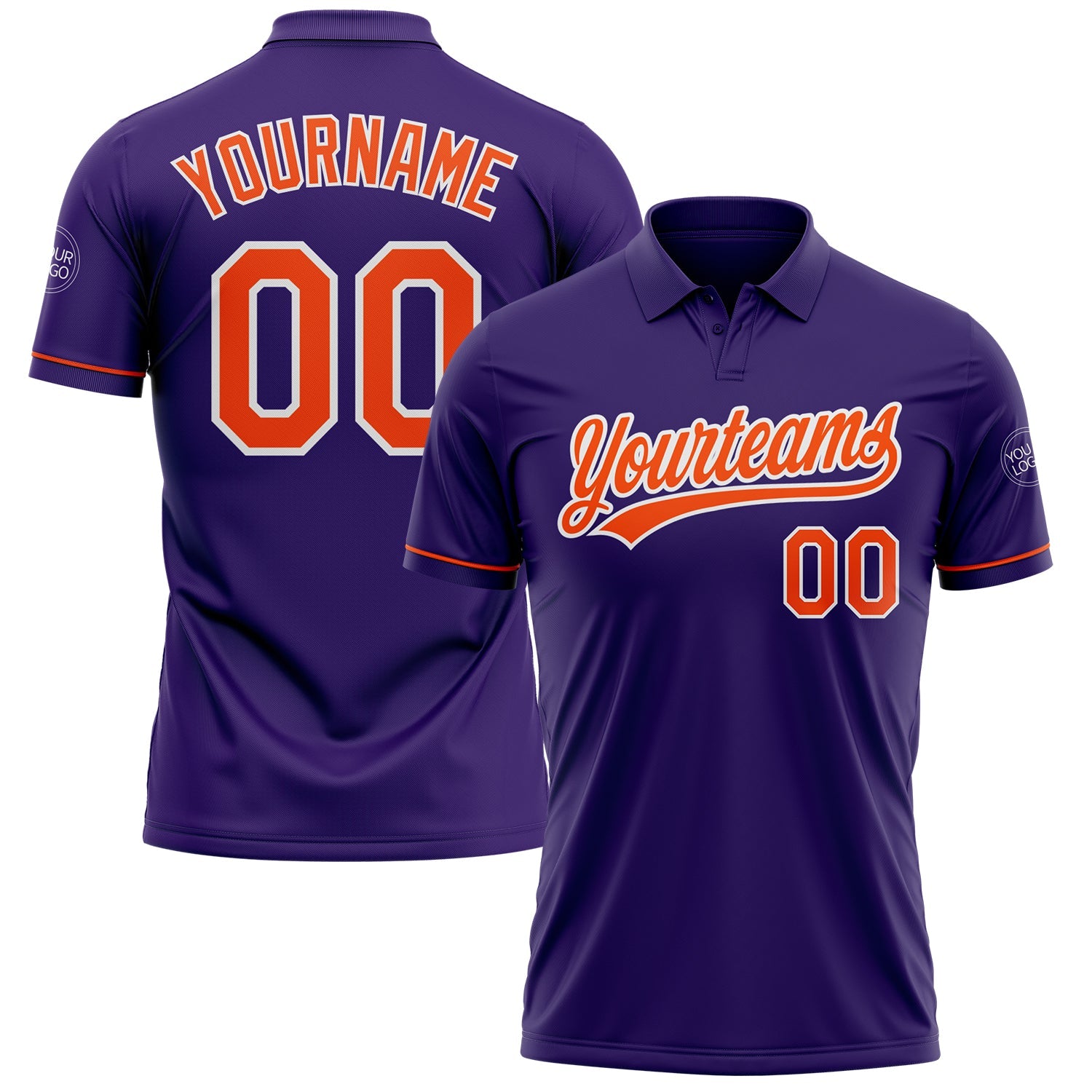 Custom Purple Orange-White Performance Vapor Golf Polo Shirt - Main View