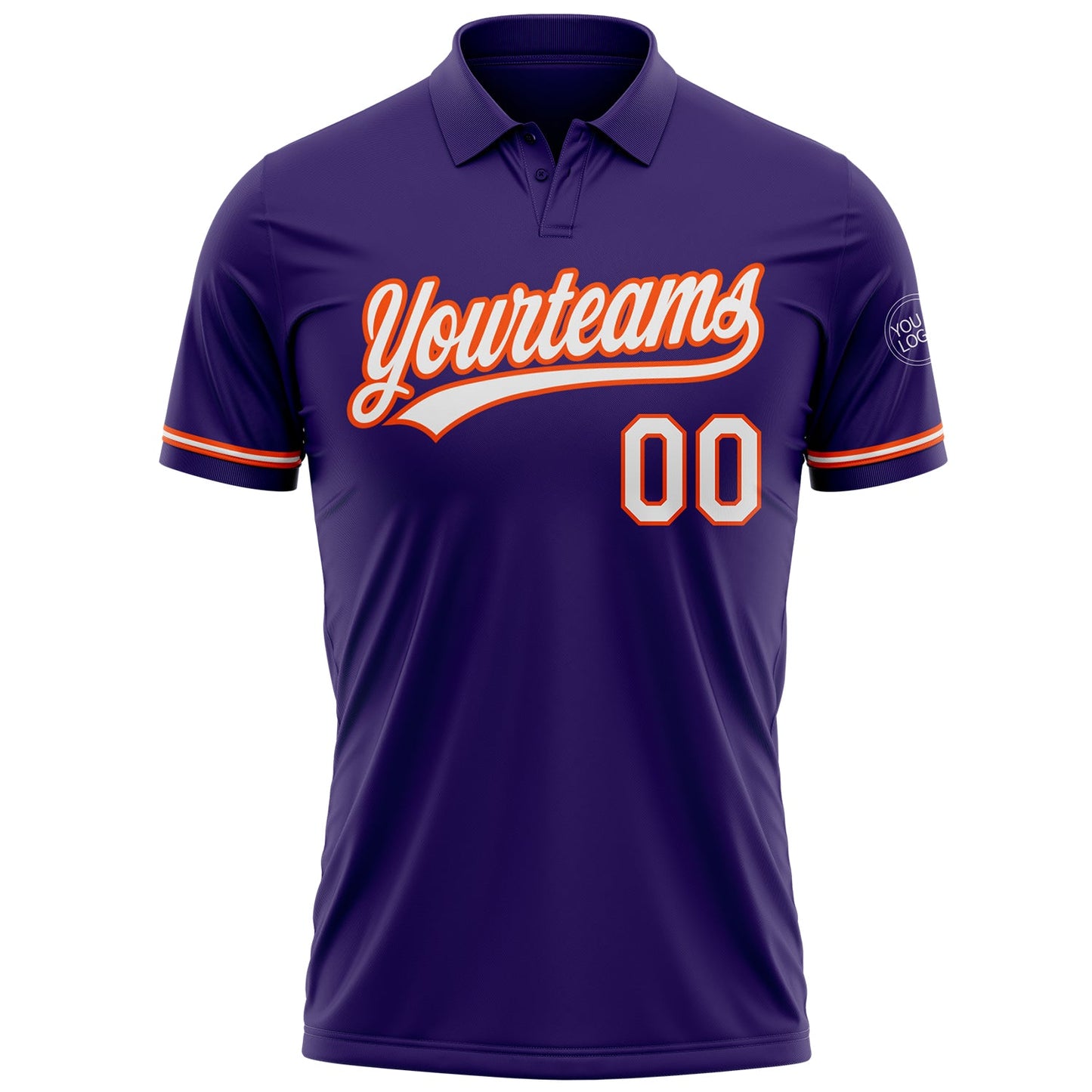 Custom Purple White-Orange Performance Vapor Golf Polo Shirt view 2