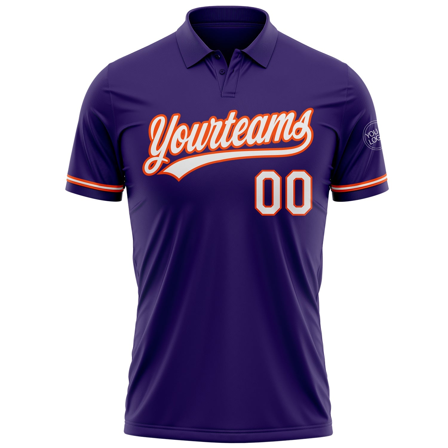 Custom Purple White-Orange Performance Vapor Golf Polo Shirt view 2