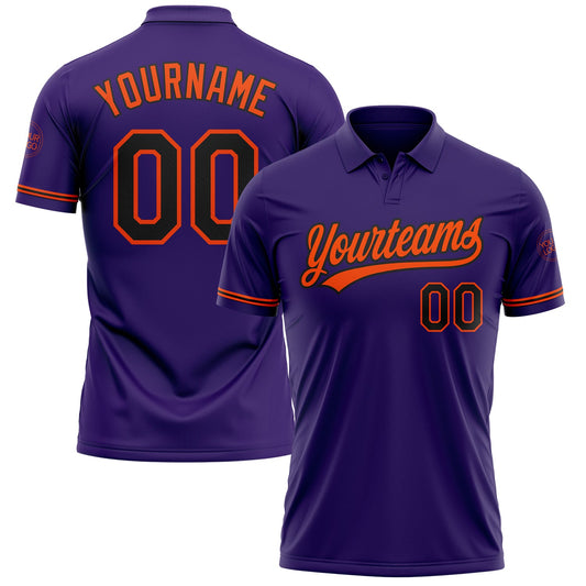 Custom Purple Black-Orange Performance Vapor Golf Polo Shirt - Main View