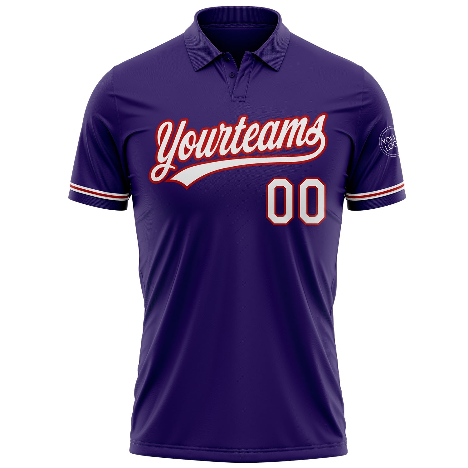 Custom Purple White-Red Performance Vapor Golf Polo Shirt view 2
