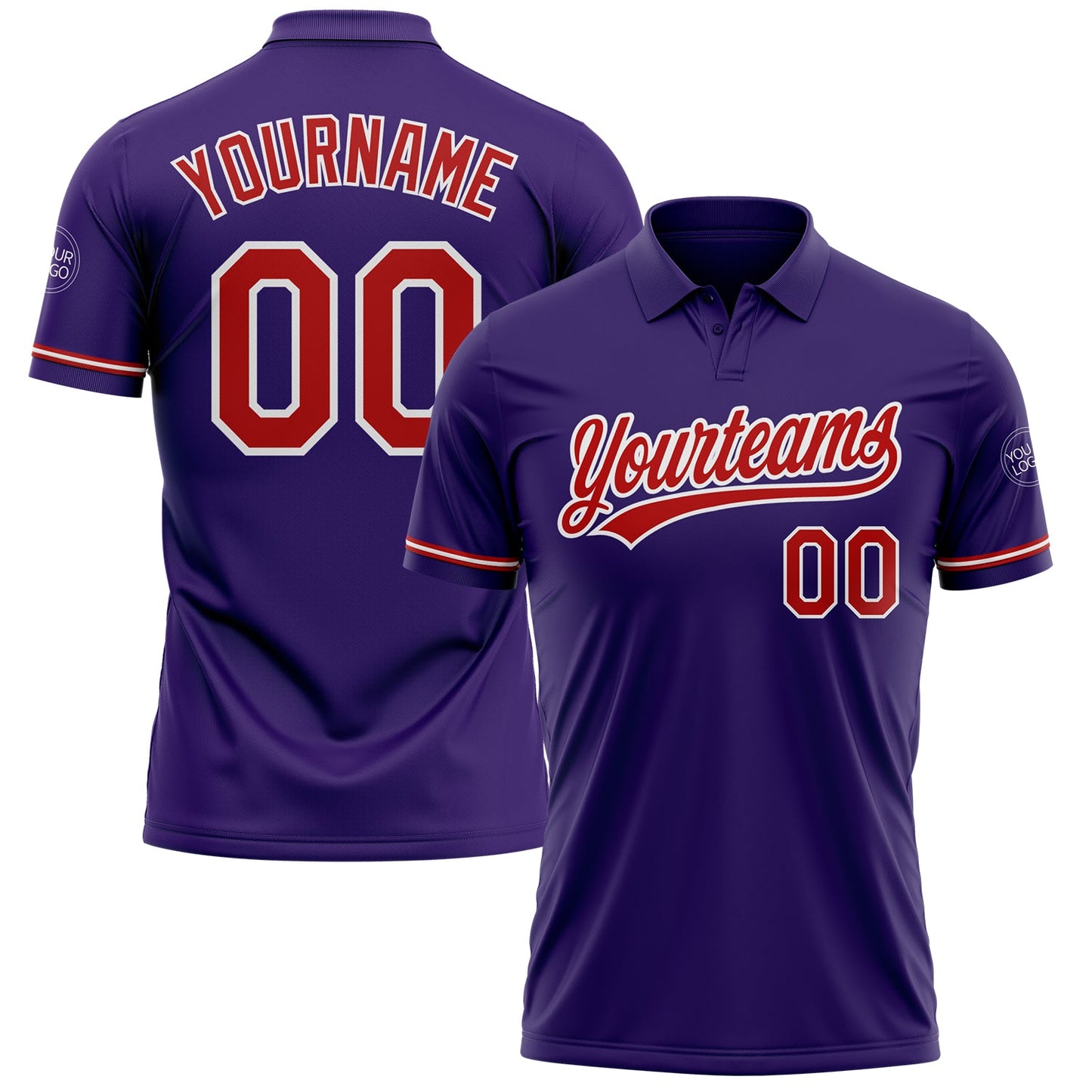 Custom Purple Red-White Performance Vapor Golf Polo Shirt - Main View