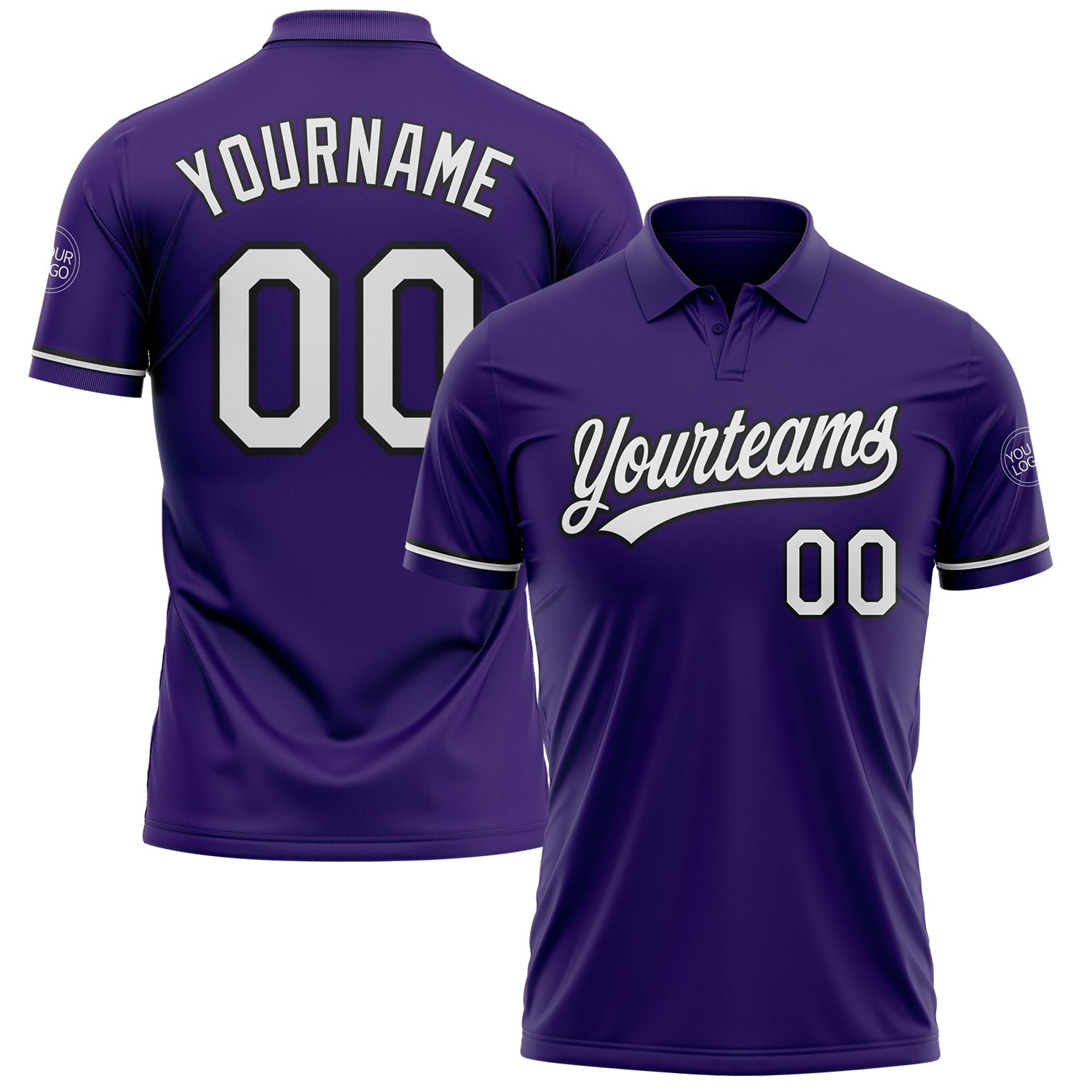 Custom Purple White-Black Performance Vapor Golf Polo Shirt - Main View