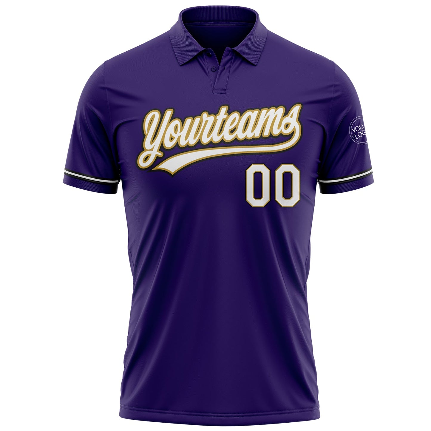 Custom Purple White Old Gold-Black Performance Vapor Golf Polo Shirt view 2