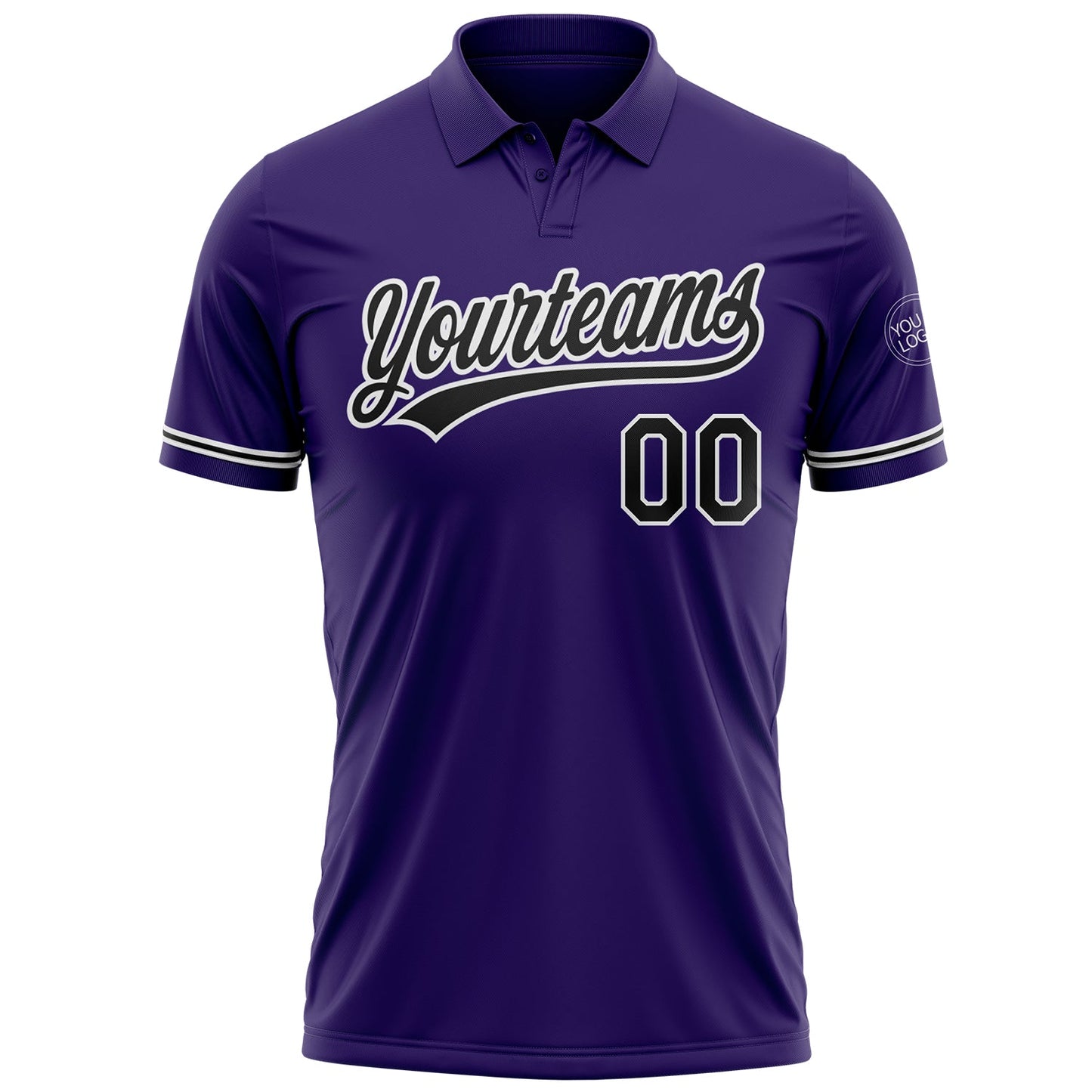 Custom Purple Black-White Performance Vapor Golf Polo Shirt view 2