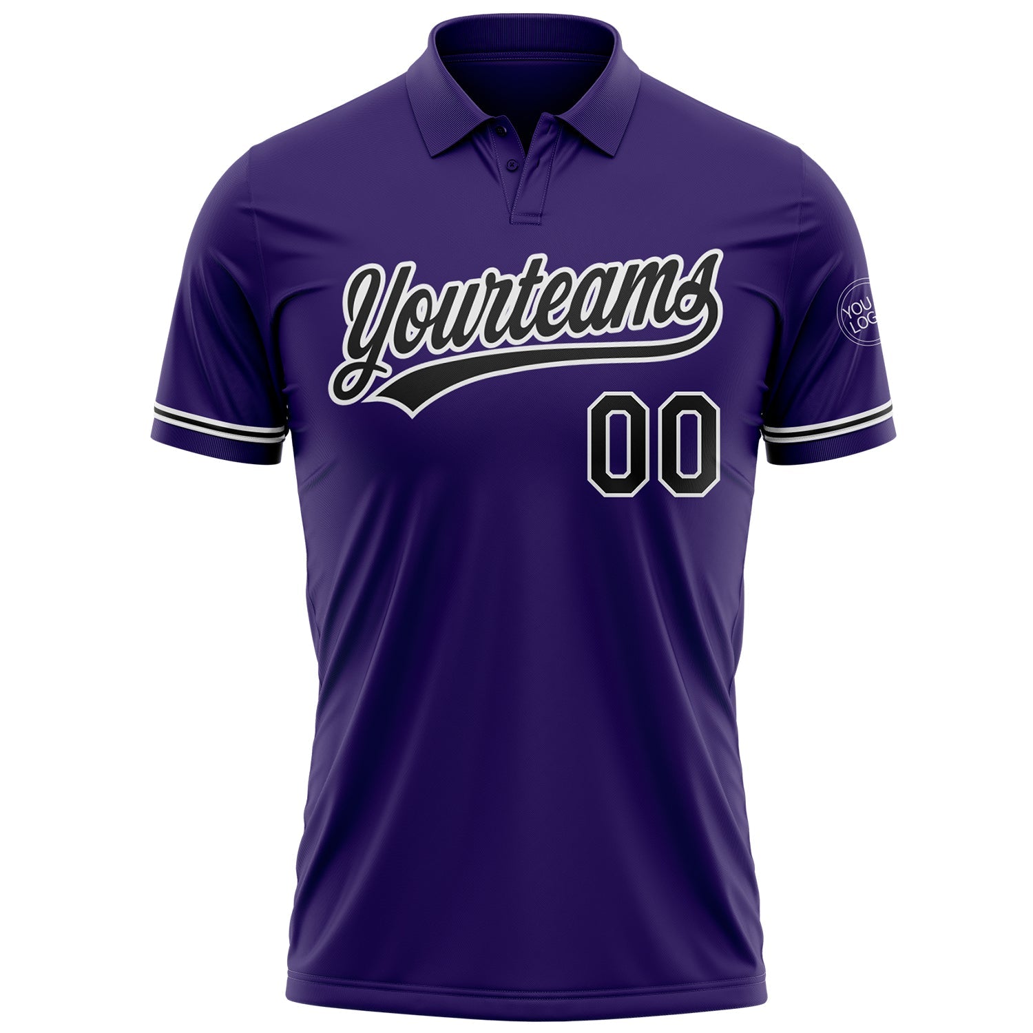 Custom Purple Black-White Performance Vapor Golf Polo Shirt view 2