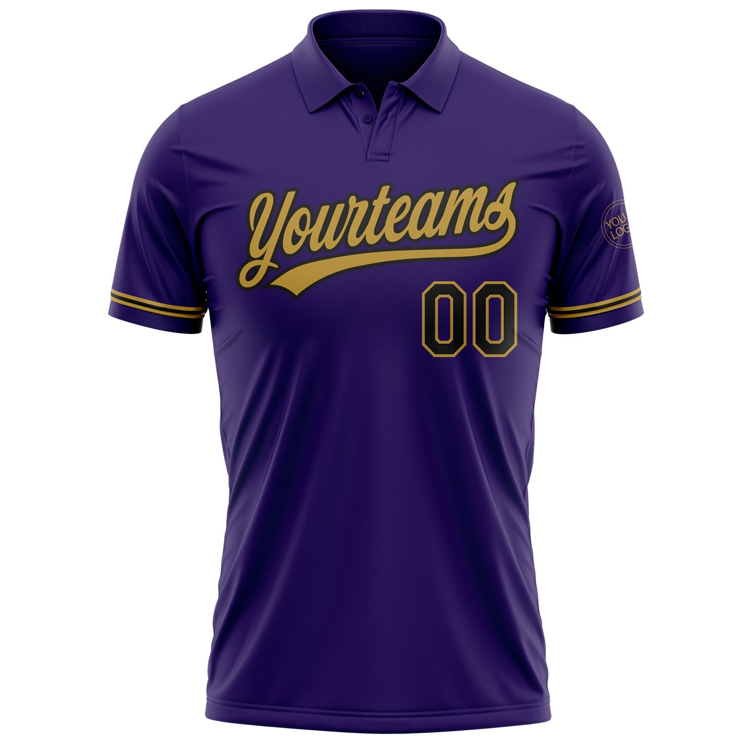 Custom Purple Black-Old Gold Performance Vapor Golf Polo Shirt view 2